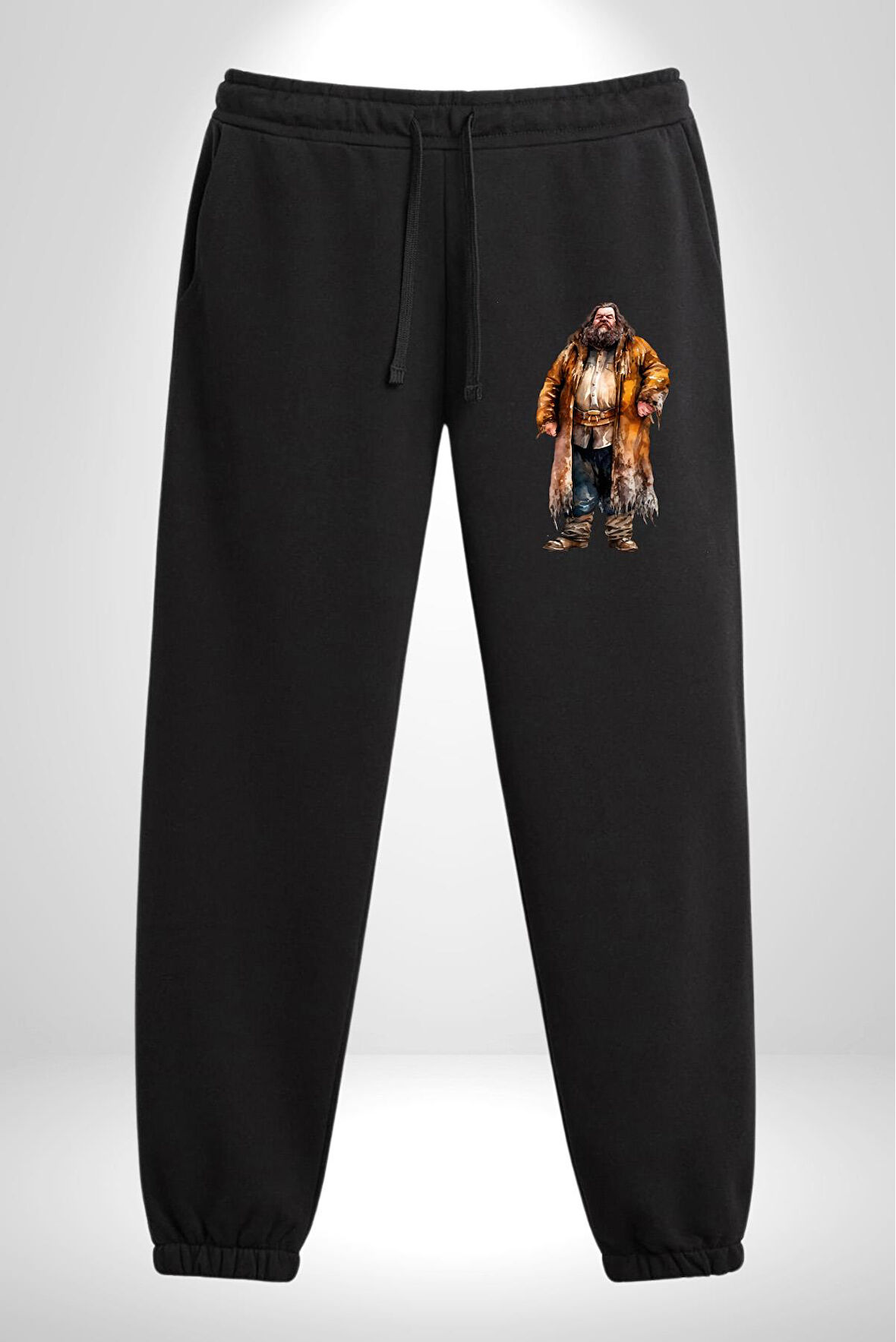 Rubeus Hagrid Harry Potter Karakteri  3 İplik Erkek Baskılı Siyah Eşofman Altı