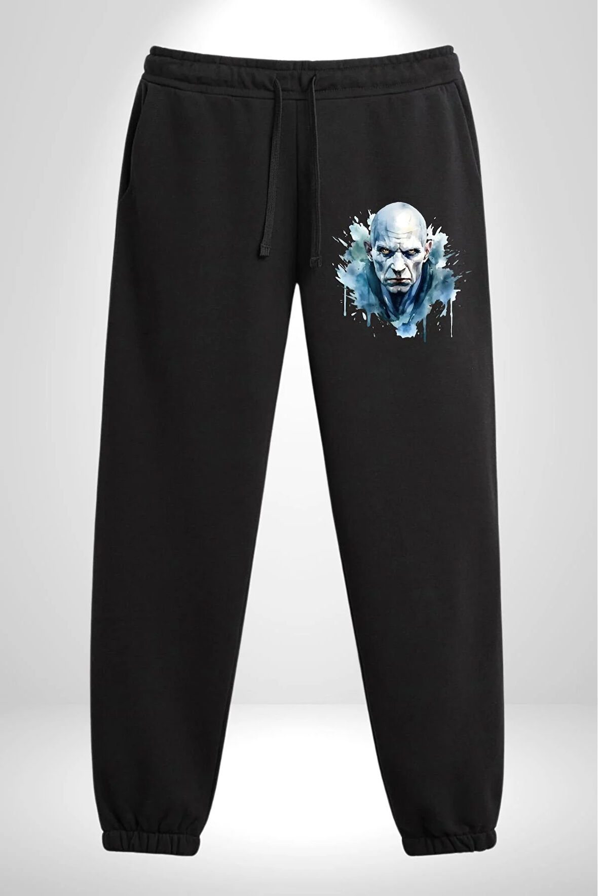 Lord Voldemort Sulu Boya 3 İplik Erkek Baskılı Siyah Eşofman Altı