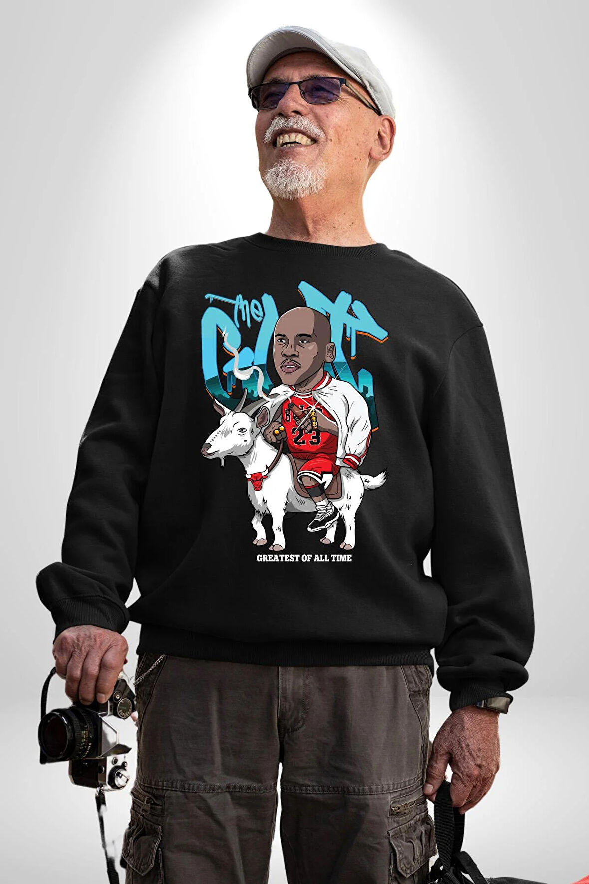 Keçi Micheal Jordan Basketbol Kadın Erkek Siyah Sweatshirt 