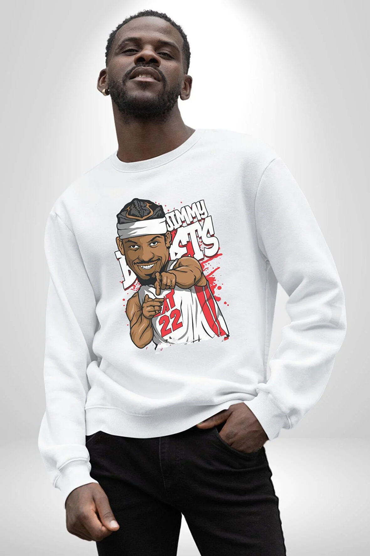 Jimmy Butler Basketbol Kadın Erkek Beyaz Sweatshirt 