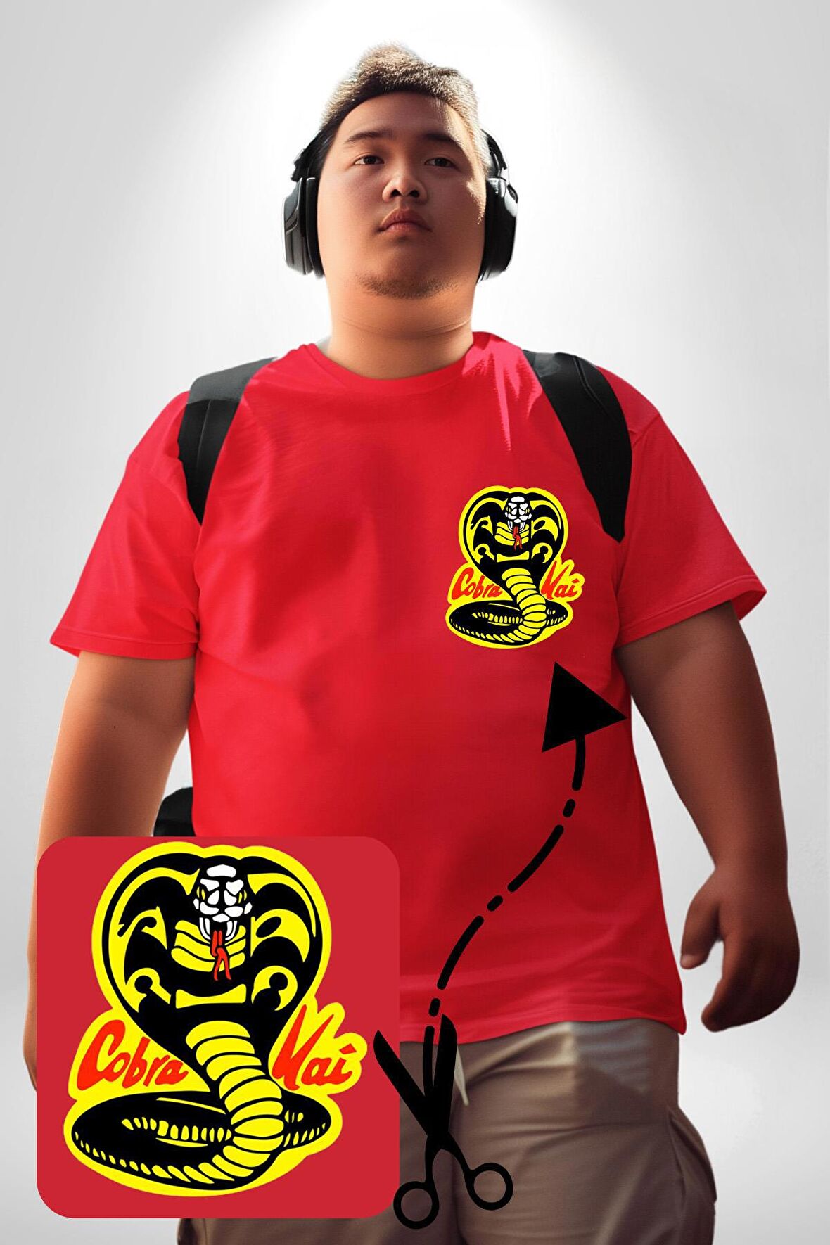 Cobra Kai Karete Çocuk Yılan Logo Dizi Kırmızı Büyük Beden Kadın Basic Minimal Baskılı Tişört