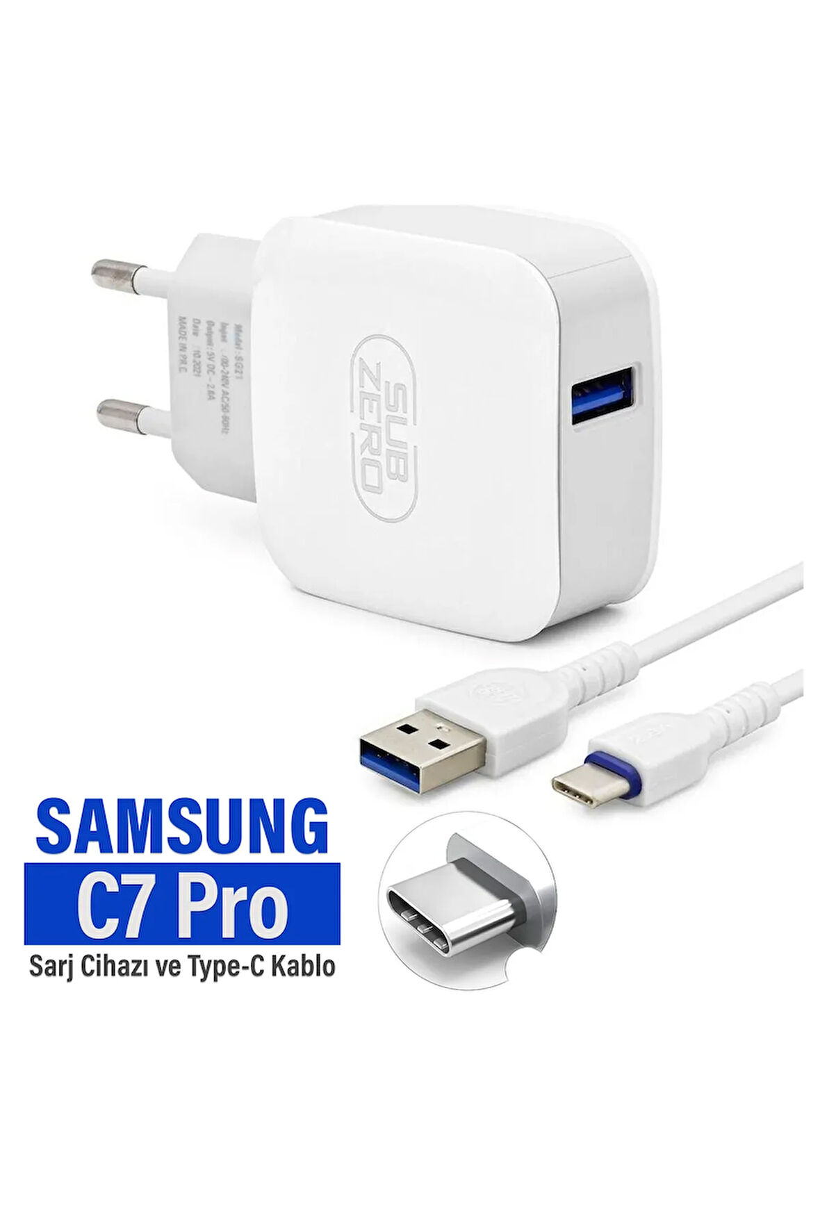 Samsung Galaxy C7 Pro (SM-C7010) Şarj Aleti ve Type-C Kablo
