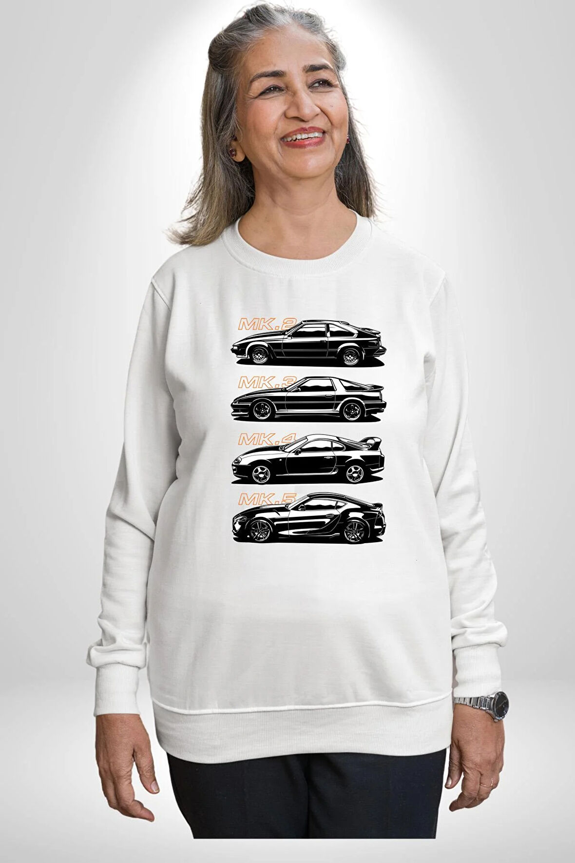 Toyota Supra Mk Serisi Kadın Erkek Beyaz Sweatshirt 