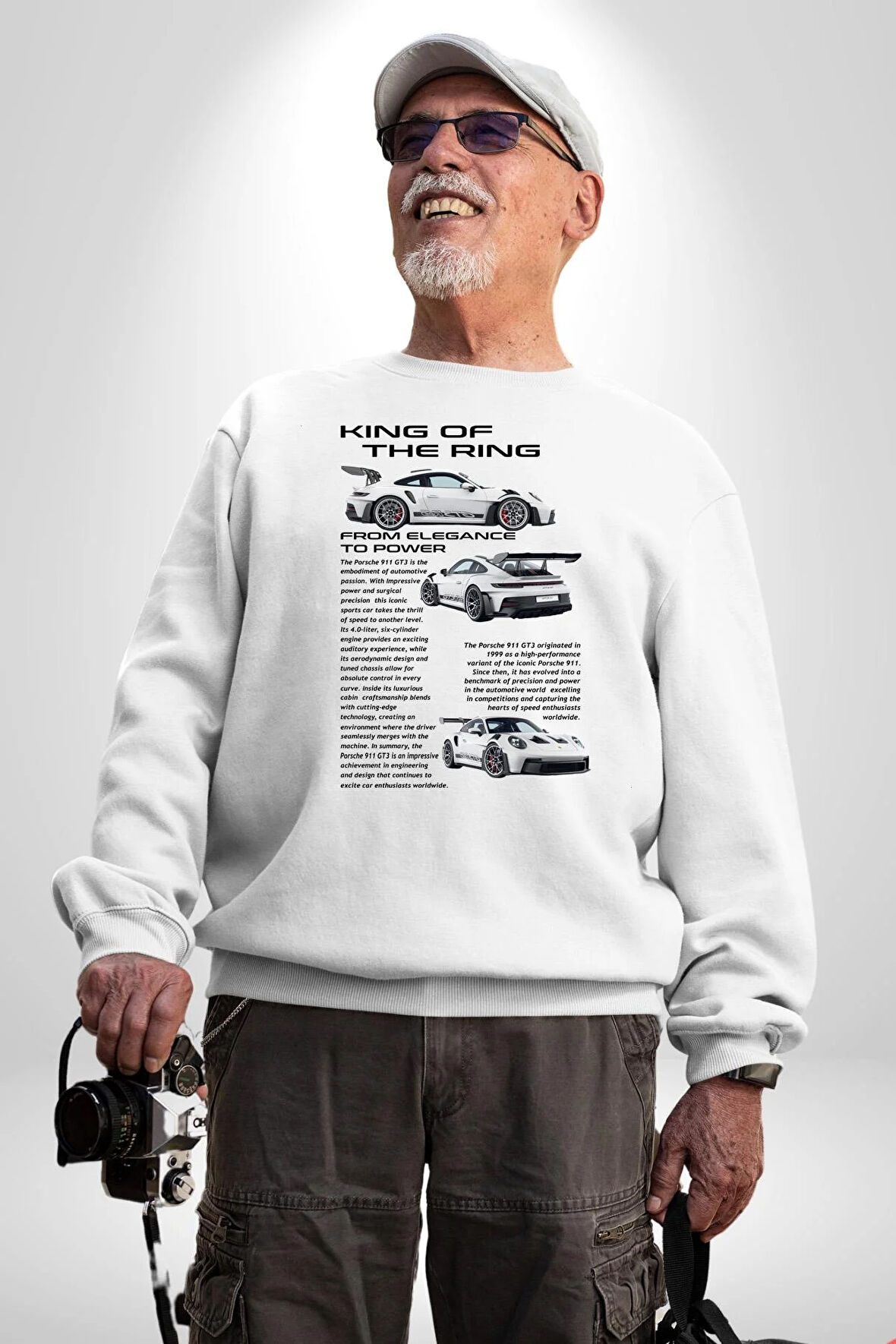Porsche 911 GT3 RS  Kadın Erkek Beyaz Sweatshirt 