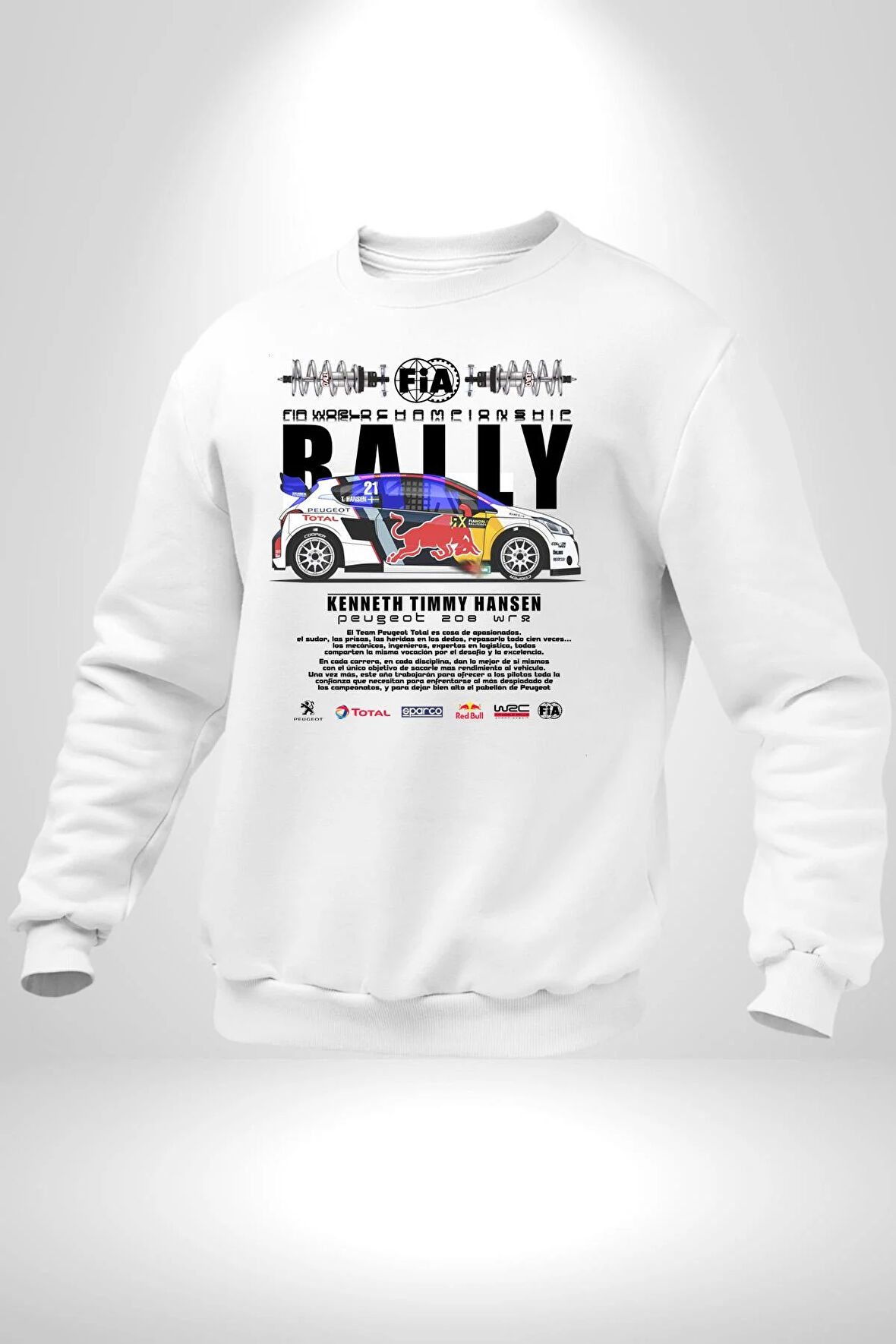 FIA World Champion Ship Peugeot 208 WR Kadın Erkek Beyaz Sweatshirt 