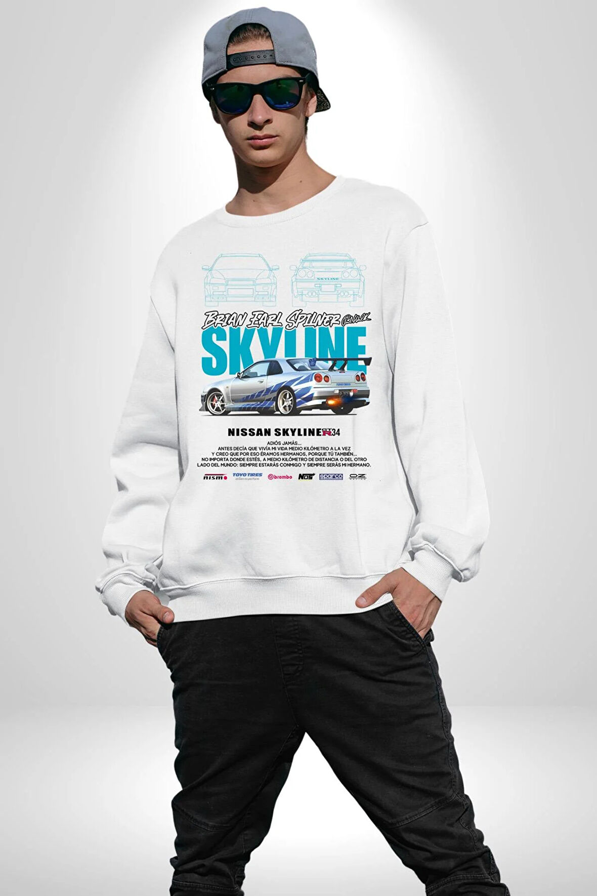 Nissan Skyline Kadın Erkek Beyaz Sweatshirt 
