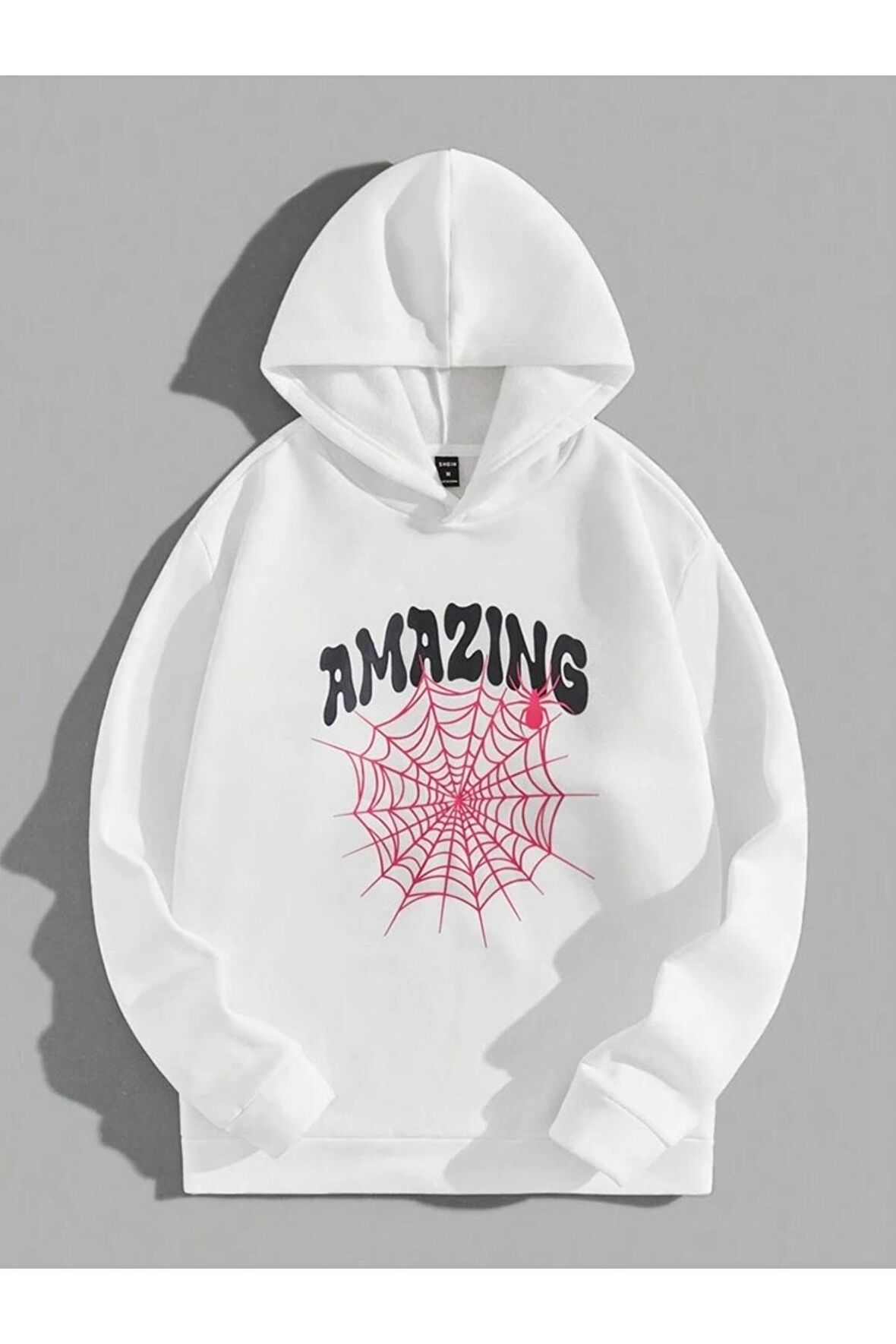 Unisex Amazing Baskılı Kapüşonlu Beyaz Sweatshirt