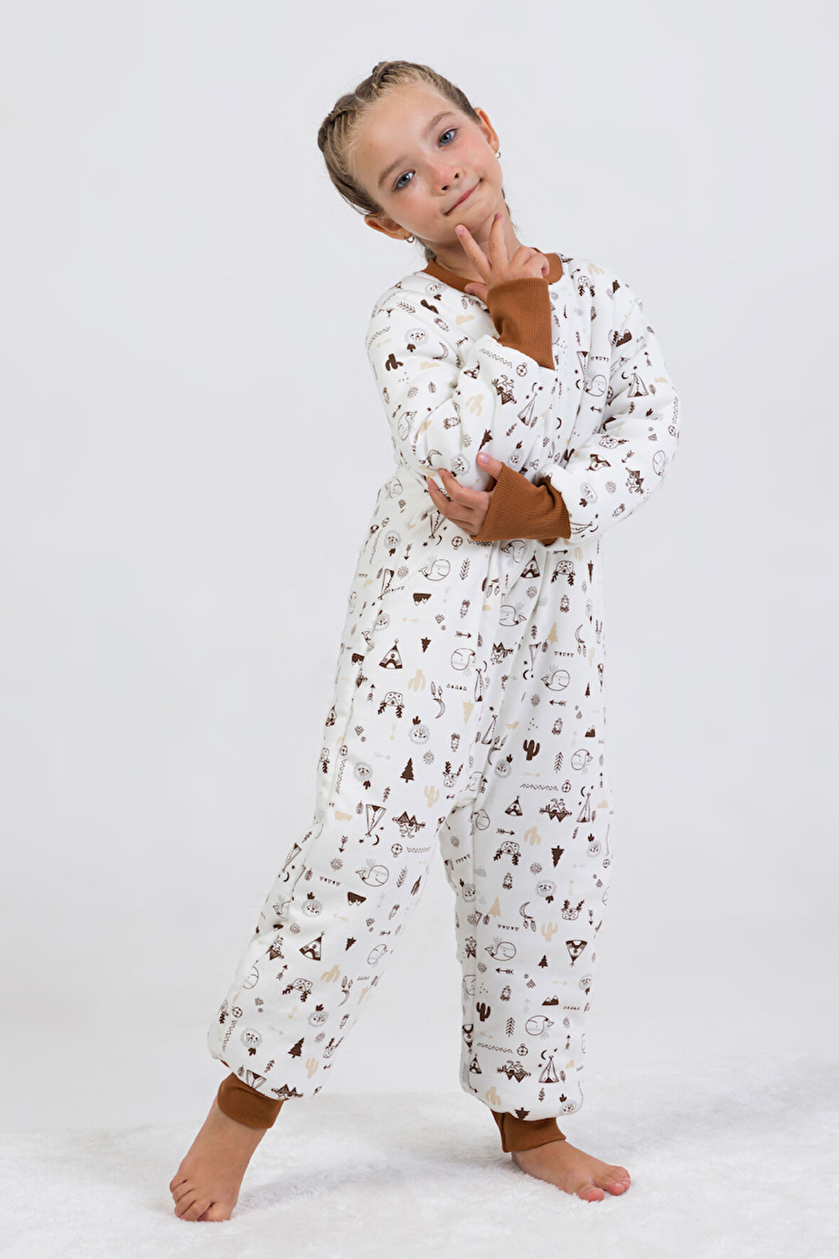 Kız Erkek Çocuk Kalın Elyaf Dolgulu Premium Kalite 2.5 Tog Desenli Uyku Tulumu