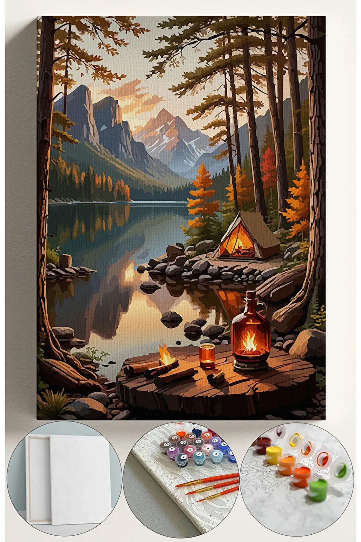 Sayılarla Boyama Seti Numaralı Tuval Fırça Boya 40x50 Cm - Çadır Kamp