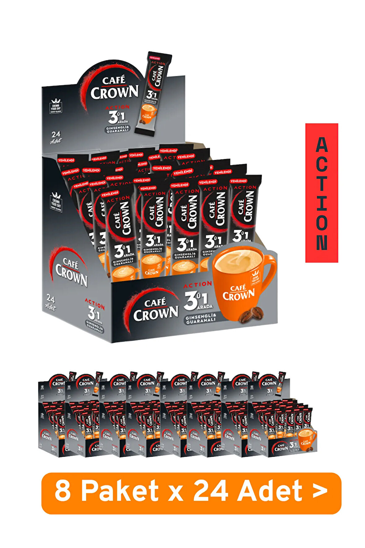 3'ü 1 Arada Action 17g x 24 Adet x 8 Paket