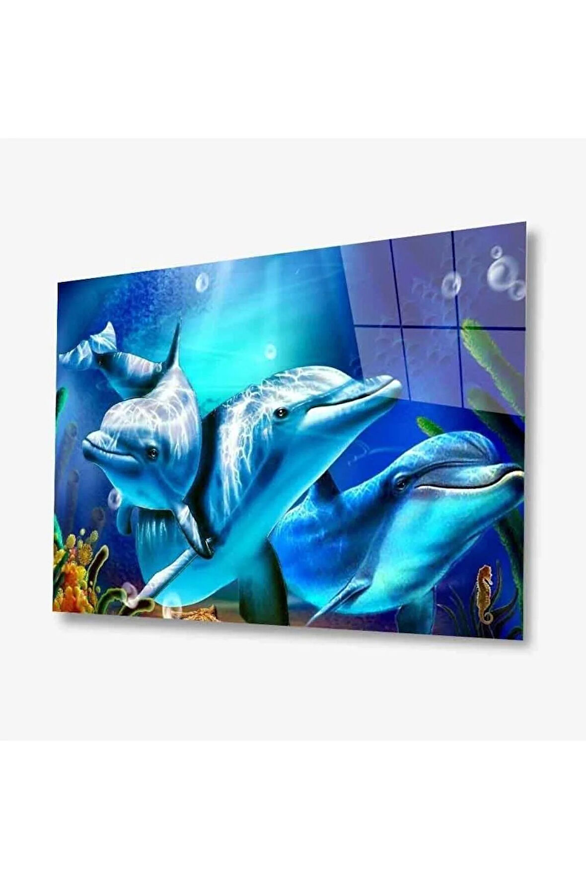 Sualtı Canlıları Cam Tablo 4mm Dayanıklı Temperli Cam