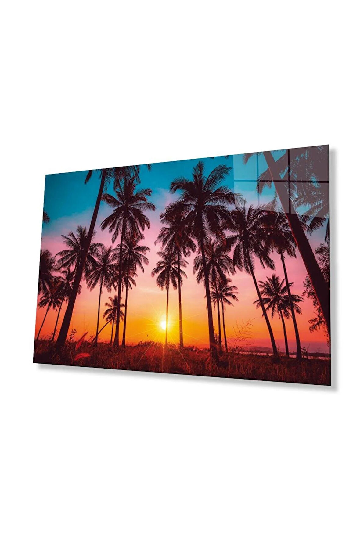 Günbatımı Manzara Cam Tablo 4mm Dayanıklı Temperli Cam