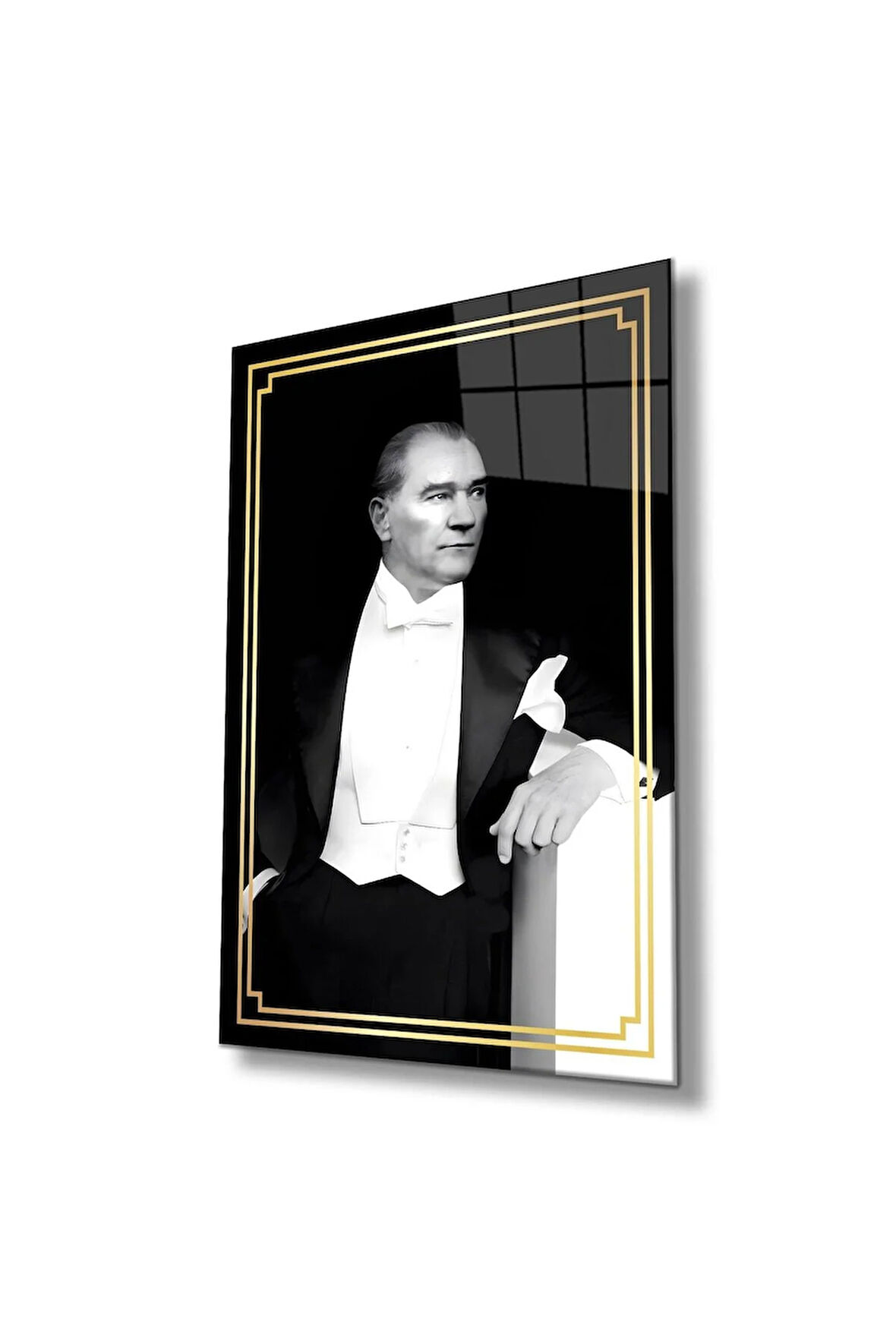 Atatürk Portre Cam Tablo Modern Ev Ofis Salon Hediyelik Büyük Tablo Duvar Dekoru