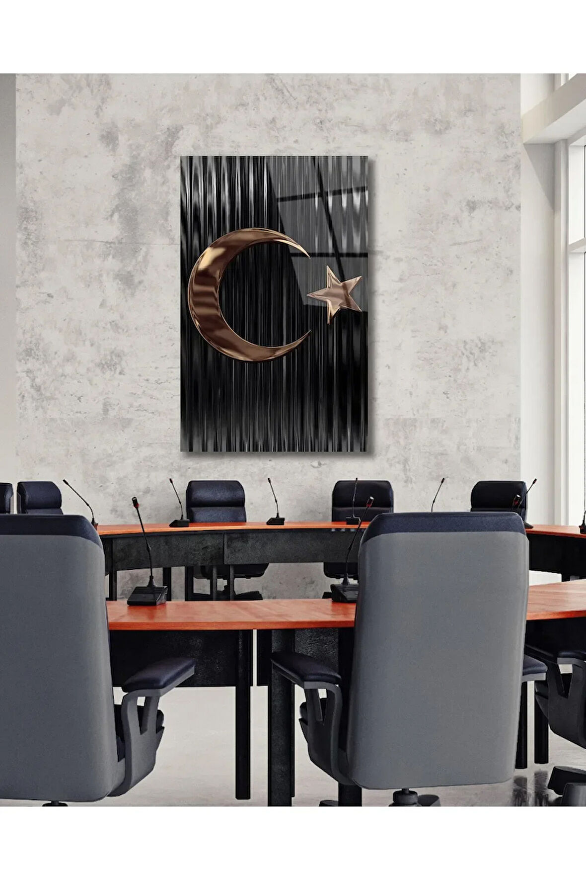 Türk Bayrağı Cam Tablo Modern Ev Ofis Salon Hediyelik Büyük Tablo Duvar Dekoru