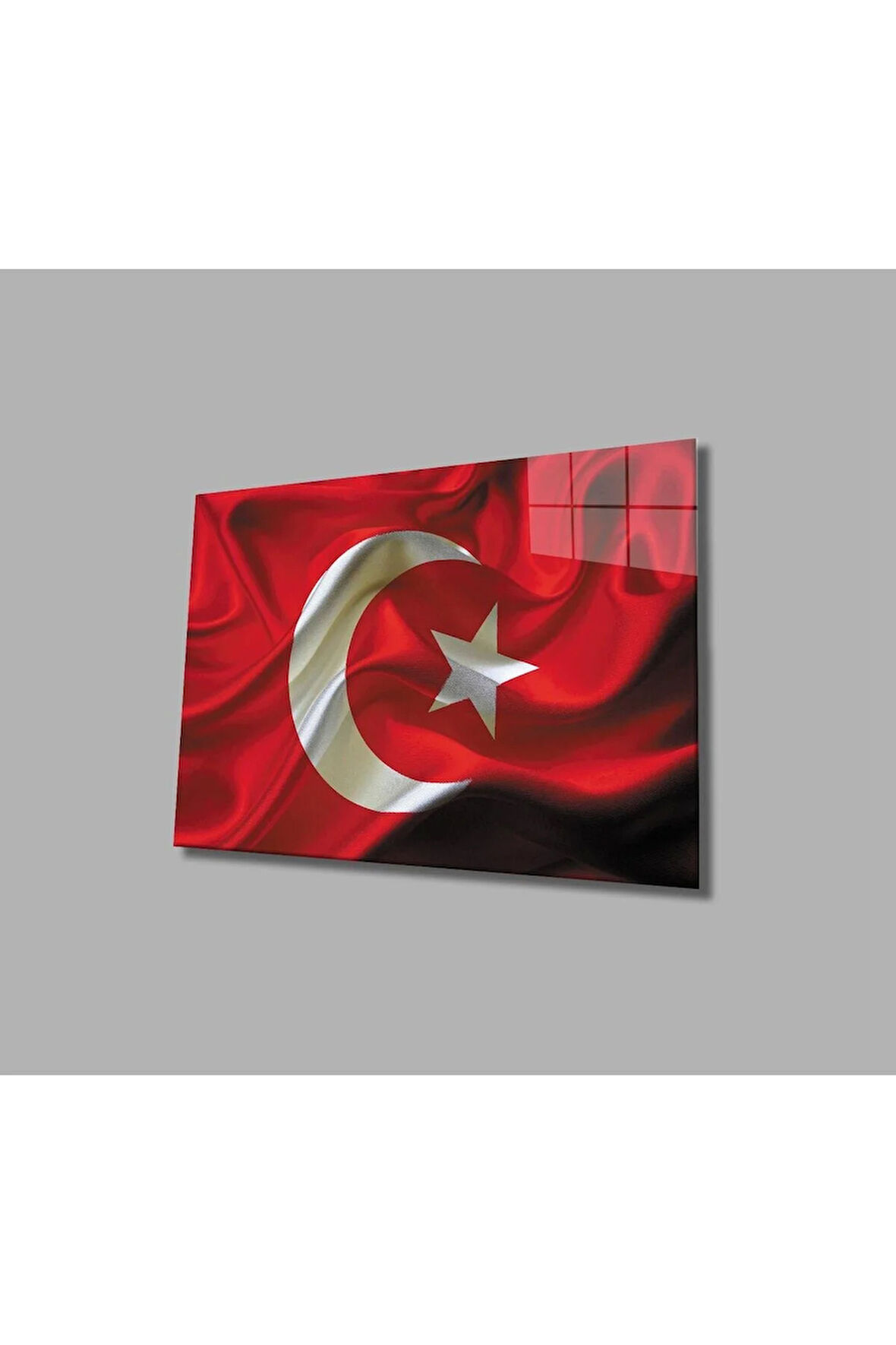 Dalgalanan Türk Bayrağı Cam Tablo 4mm Dayanıklı Temperli Cam, Waving Turkish Flag Glass Wall Art
