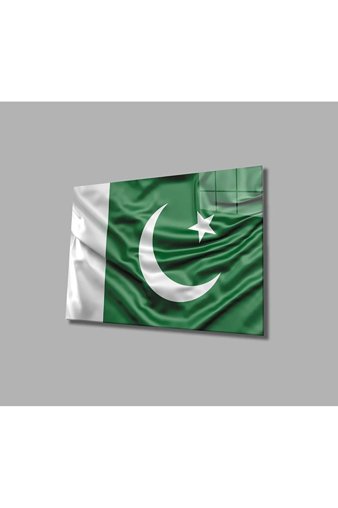 Pakistan Bayrağı Cam Tablo 4mm Dayanıklı Temperli Cam, Pakistan Flag Glass Wall Art