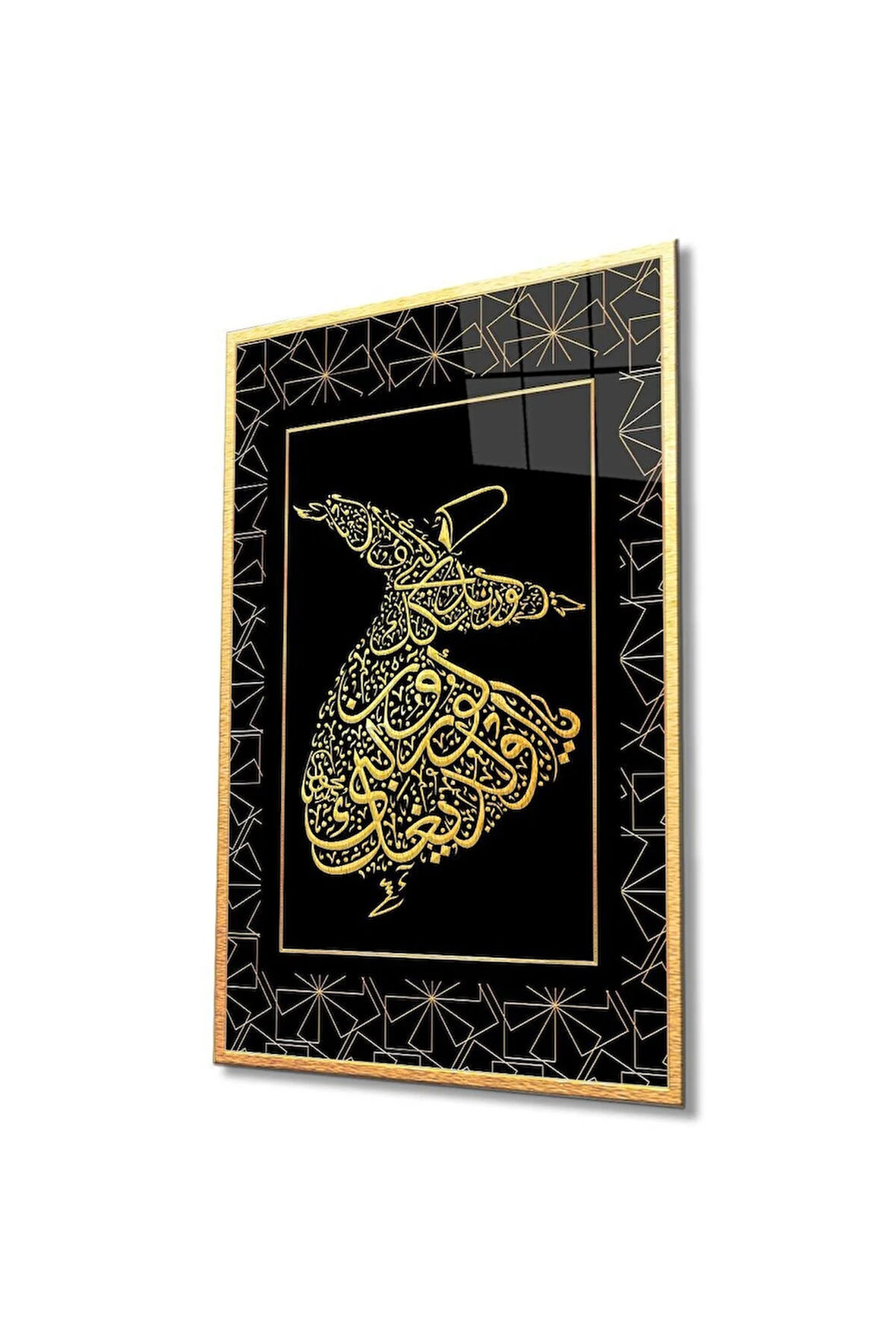 Semazen Hat Sanatı Cam Tablo İslami Dini Modern Ev Ofis Salon Hediyelik Büyük Tablo Duvar Dekoru