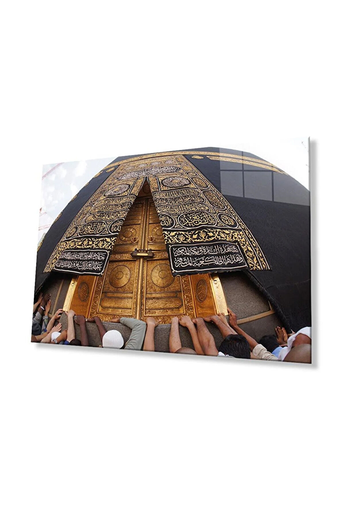 Kabe Kapısı Dini İslami Duvar Dekoru Kaligrafi Cam Tablo 4mm Dayanıklı Temperli Cam