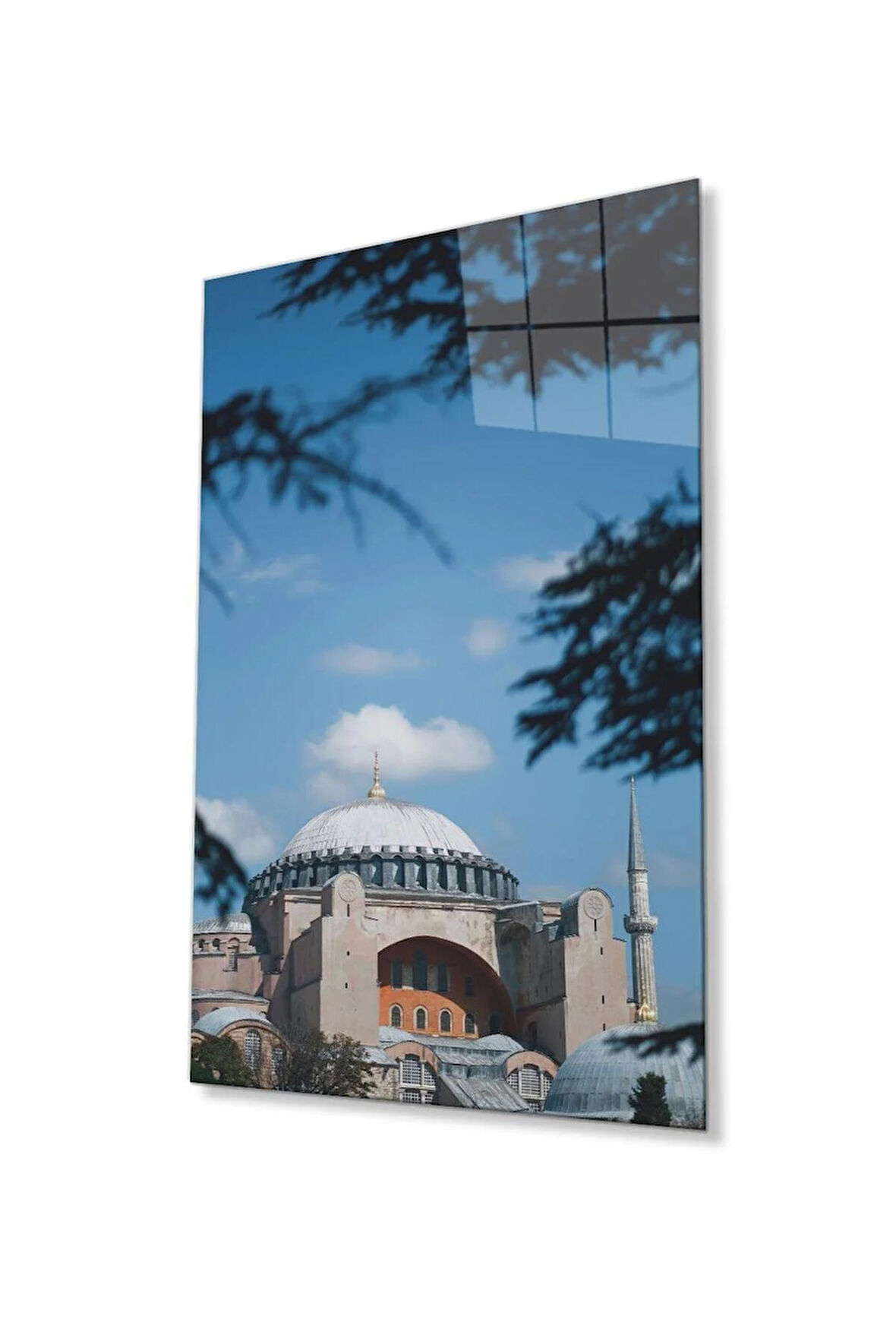 Ayasofya Cami Manzara Dini Duvar Dekoru Cam Tablo 4mm Dayanıklı Temperli Cam