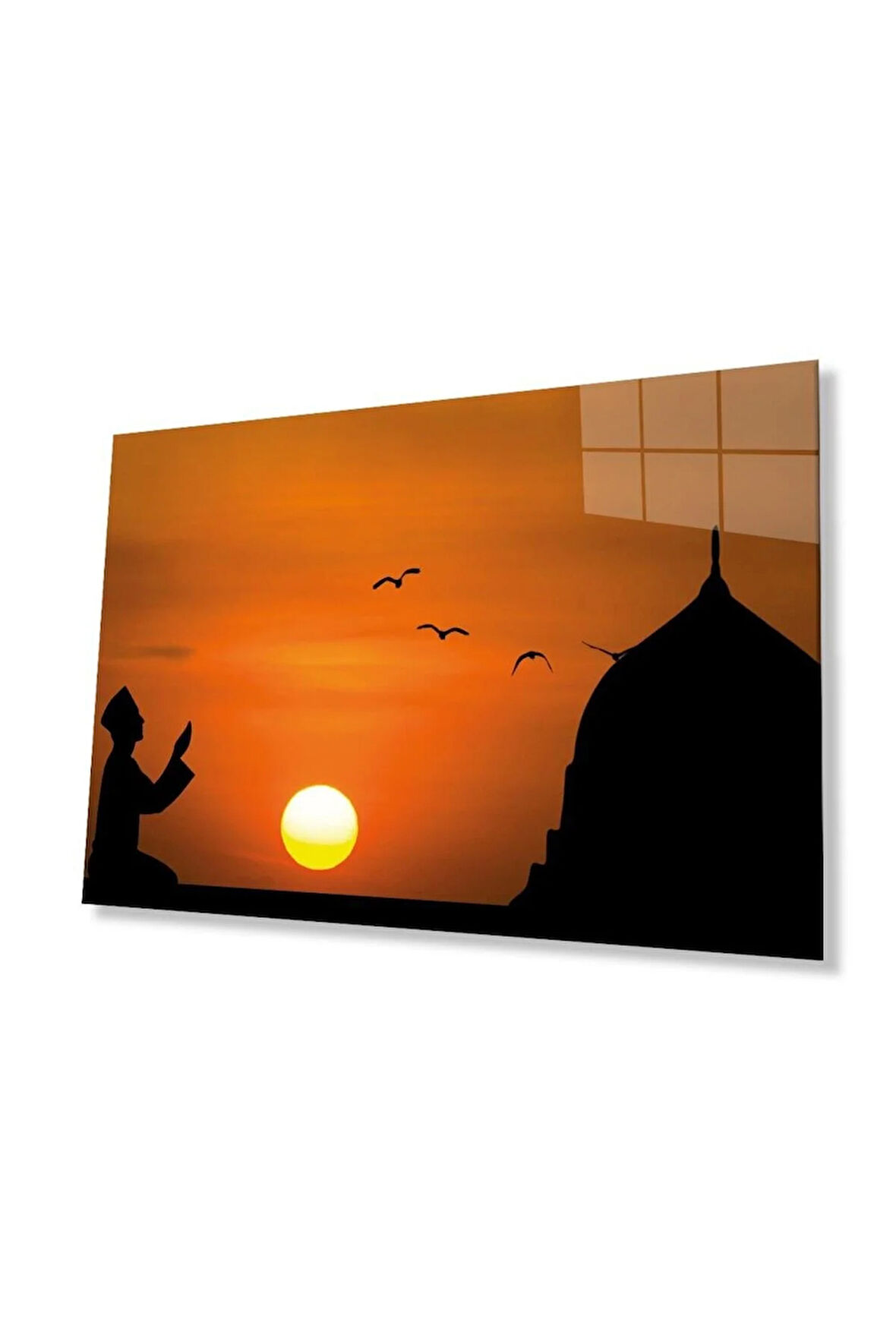 Gün Batımı Dua Dini Duvar Dekoru Cam Tablo 4mm Dayanıklı Temperli Cam