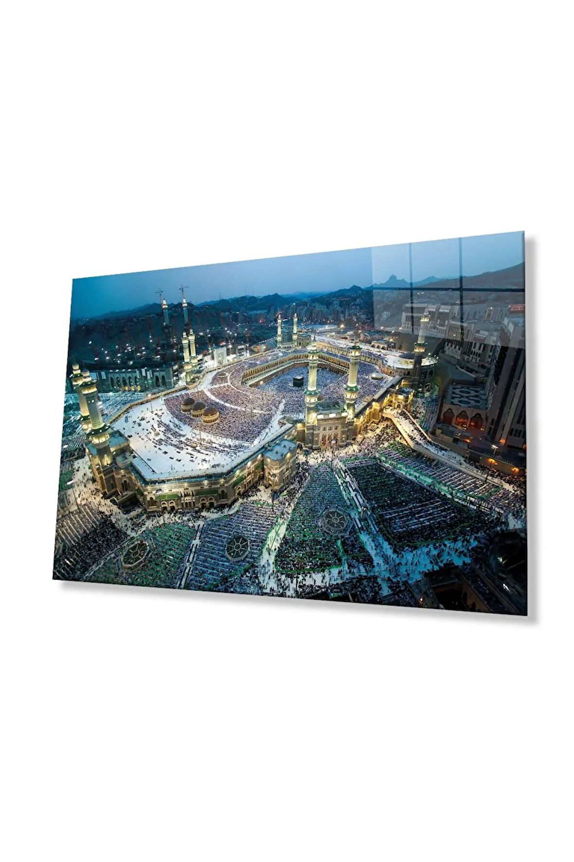 Kabe Manzara Harem'i Şerif Dini Cam Dekor Tablo 4mm Dayanıklı Temperli Cam