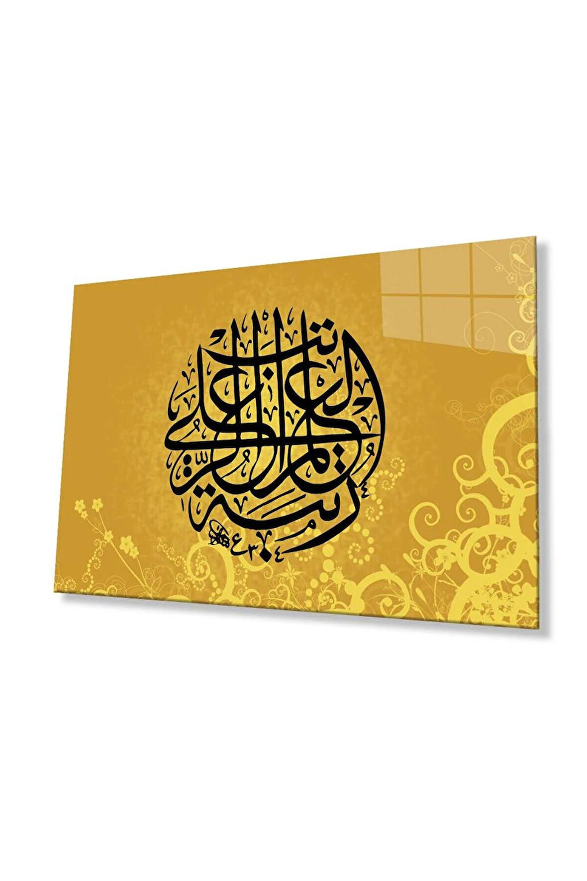 Kaligrafi Dini İslami Duvar Dekoru Cam Tablo 4mm Dayanıklı Temperli Cam