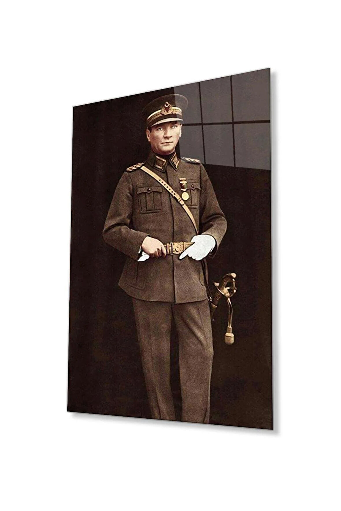 Atatürk Cam Tablo 4mm Dayanıklı Temperli Cam, Atatürk Glass Wall Art