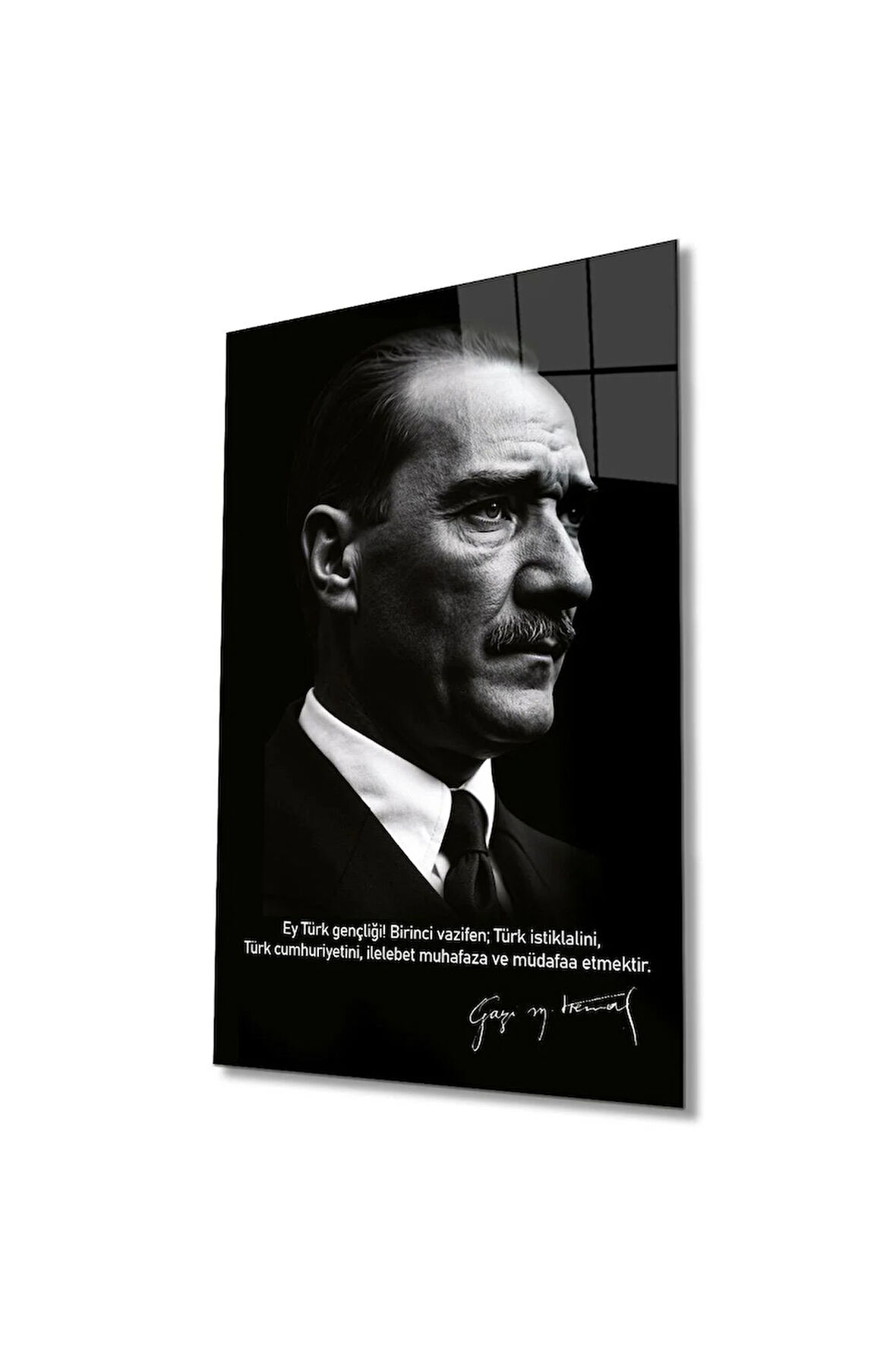 Atatürk Portre Cam Tablo Modern Ev Ofis Salon Hediyelik Büyük Tablo Duvar Dekoru