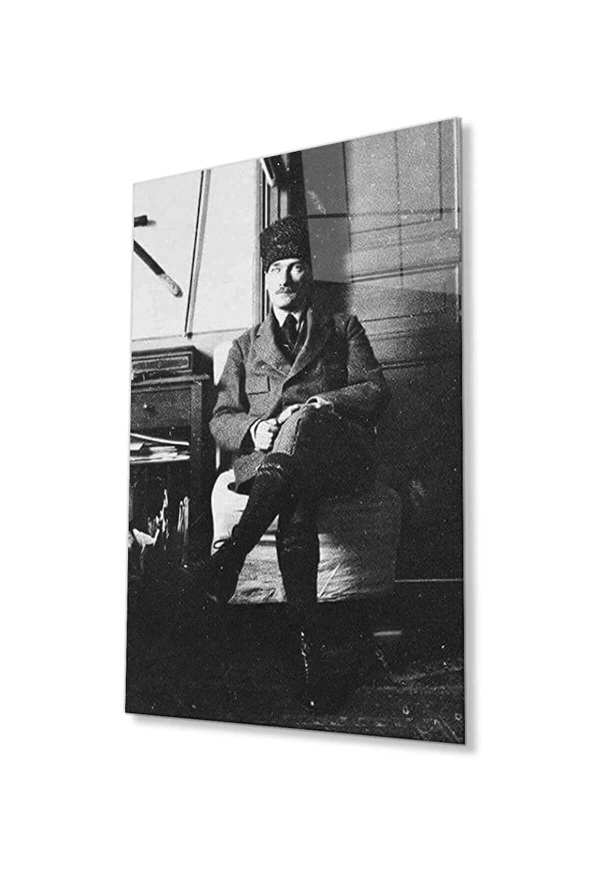 Atatürk Cam Tablo 4mm Dayanıklı Temperli Cam, Atatürk Glass Wall Art