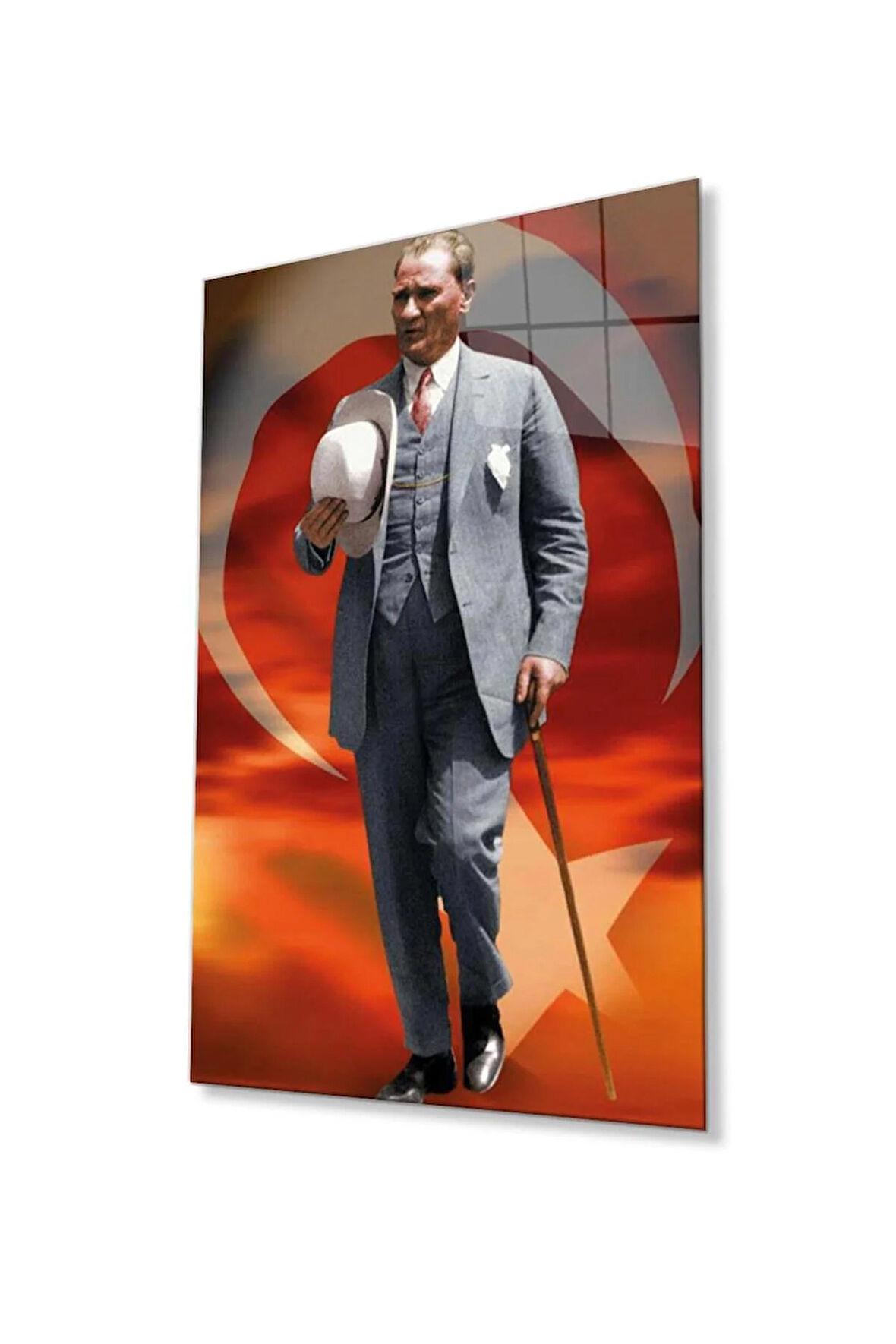 Atatürk Cam Tablo 4mm Dayanıklı Temperli Cam, Atatürk Glass Wall Art