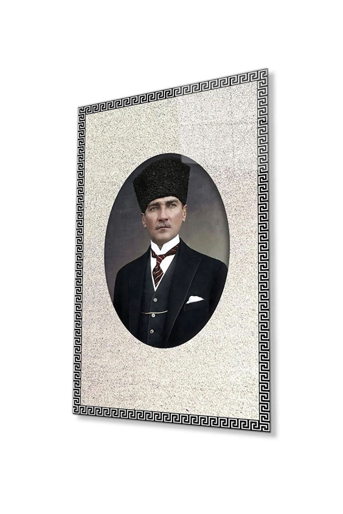 Çerçeveli Atatürk Cam Tablo 4mm Dayanıklı Temperli Cam, Framed Atatürk Glass Wall Art