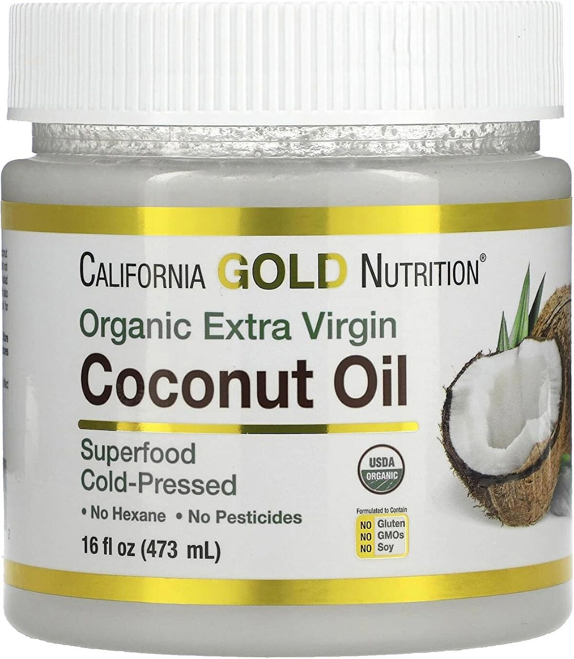 California Gold Nutrition Superfoods Cold Pressed Organic Virgin Hindistan Cevizi Yağı Coconut Oil 473 ml