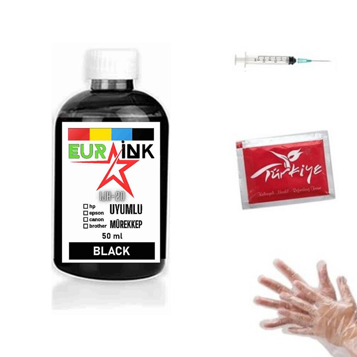 Canon E464 için Eurink Siyah kartuş 50ml mürekkebi