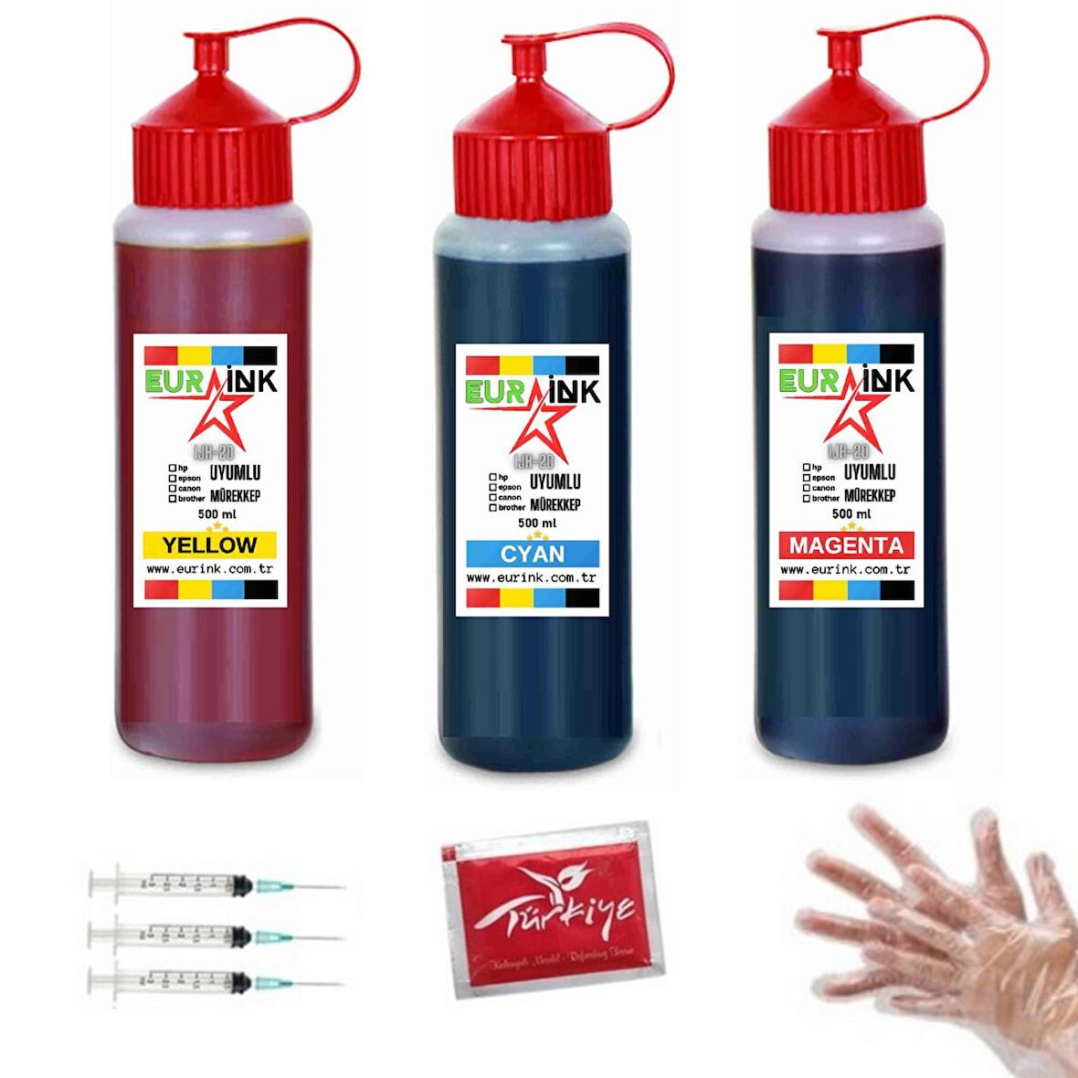 Canon İP2700 için Eurink renkli kartuş 500ml x 3 mürekkebi