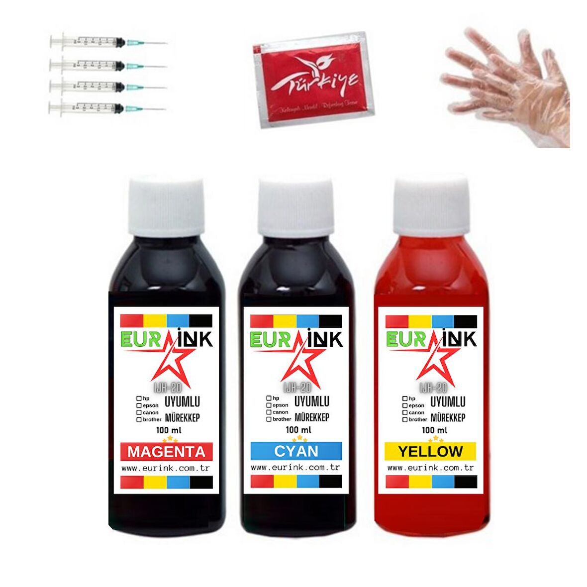 HP Deskjet 4538 / 4675 / 4678 Yazıcı Uyumlu Kartuş Mürekkep Seti 3 x 100 ml Renkli