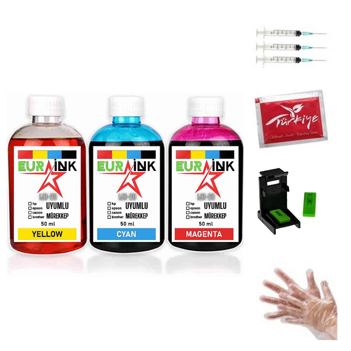 HP 8620  8625  8630 950XL-951XL Kartuş Uyumlu Dolum Seti 3 x 50 ml Renkli