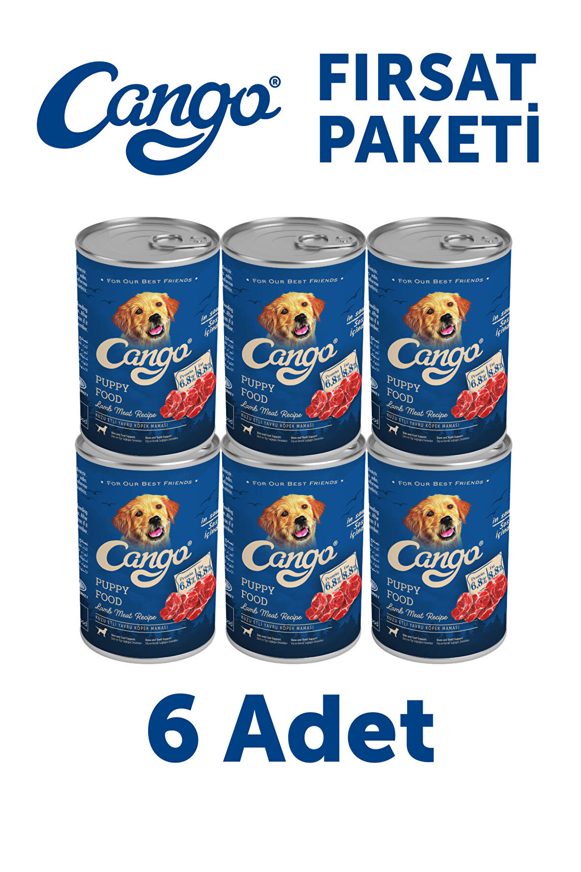 Cango Yavru Yaş Köpek Maması Kuzu Etli 415Gr 6Lı