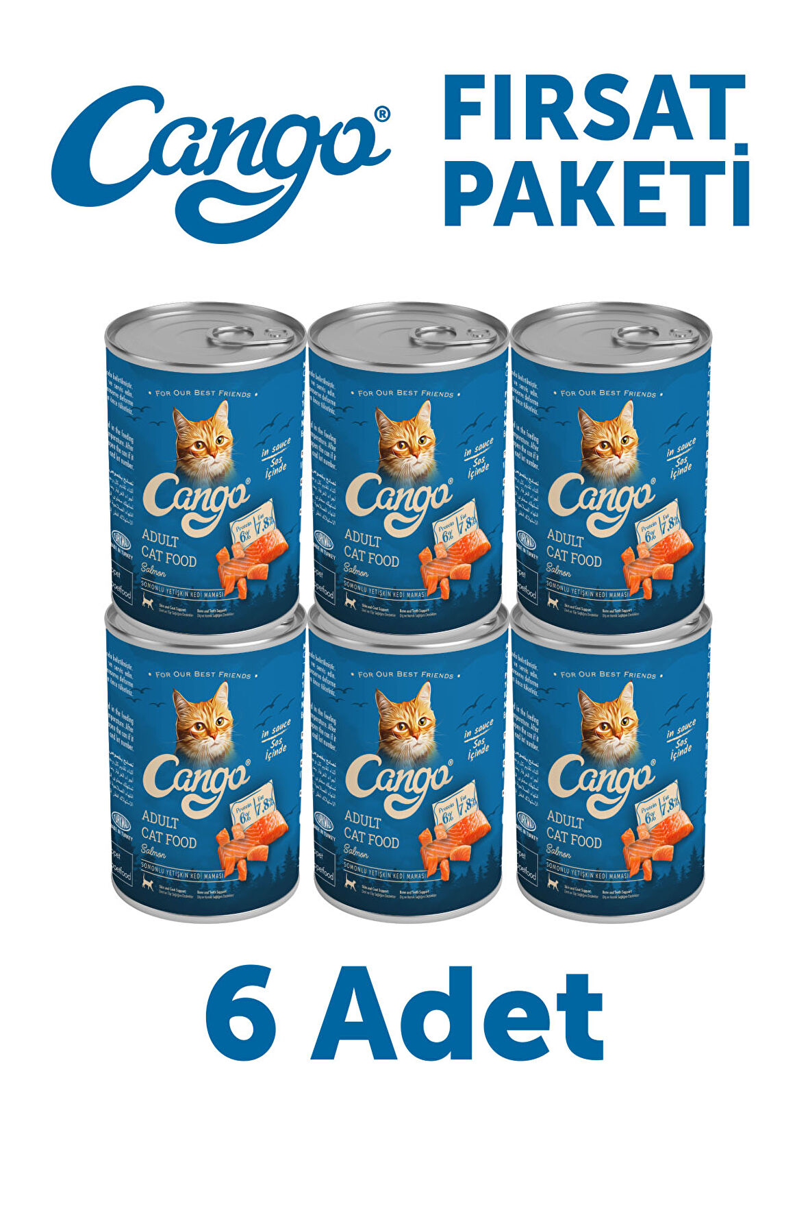 Cango Yetişkin Yaş Kedi Maması Somonlu 415Gr 6Lı