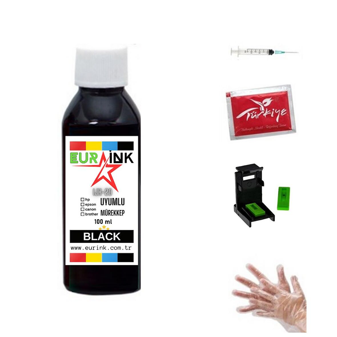 Canon MP140 için Eurink Siyah kartuş dolum seti