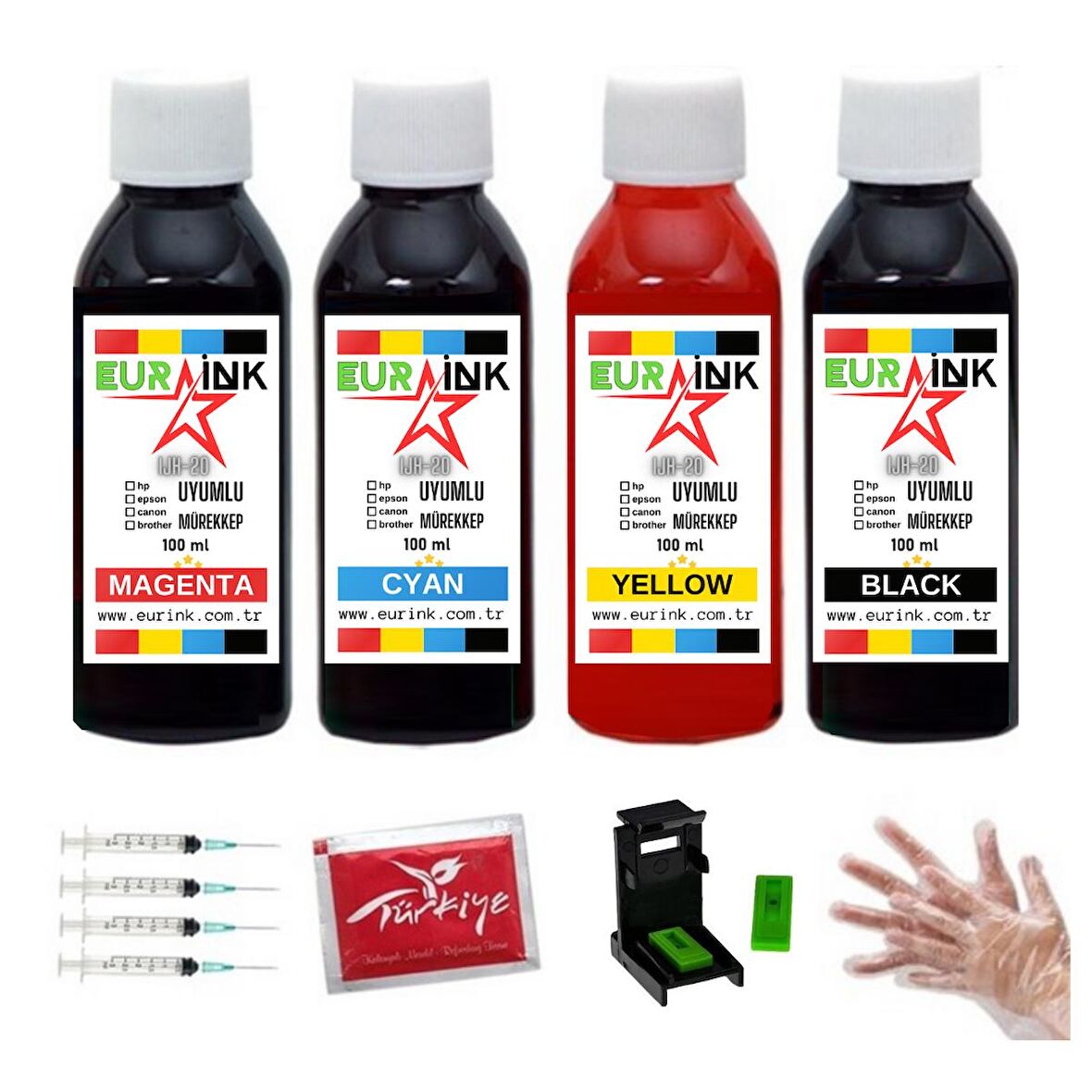 Canon Mg3050 için Eurink Siyah ve Renkli kartuş dolum seti