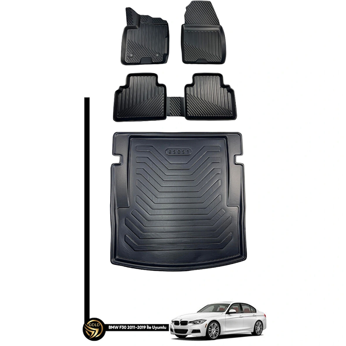 BMW F30 2011-2019 HAVUZLU PASPAS+BAGAJ HAVUZU İKİLİ SET