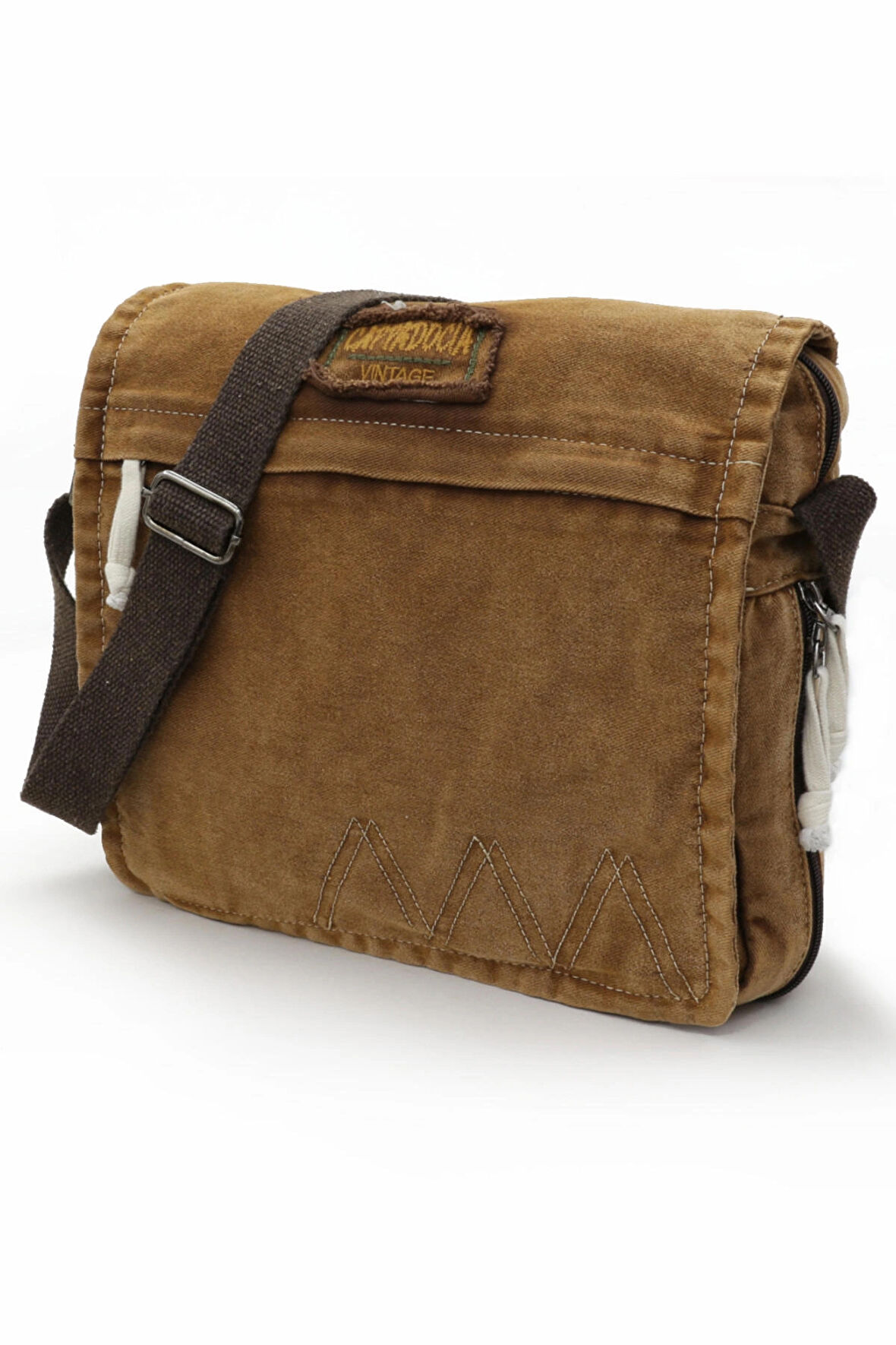 Cappadocia Vintage 4009 Ephesus Salaş Omuz Postacı Antik Kahverengi 14 inç inch Laptop Okul Seyahat Günlük Vintage Pamuk Çanta