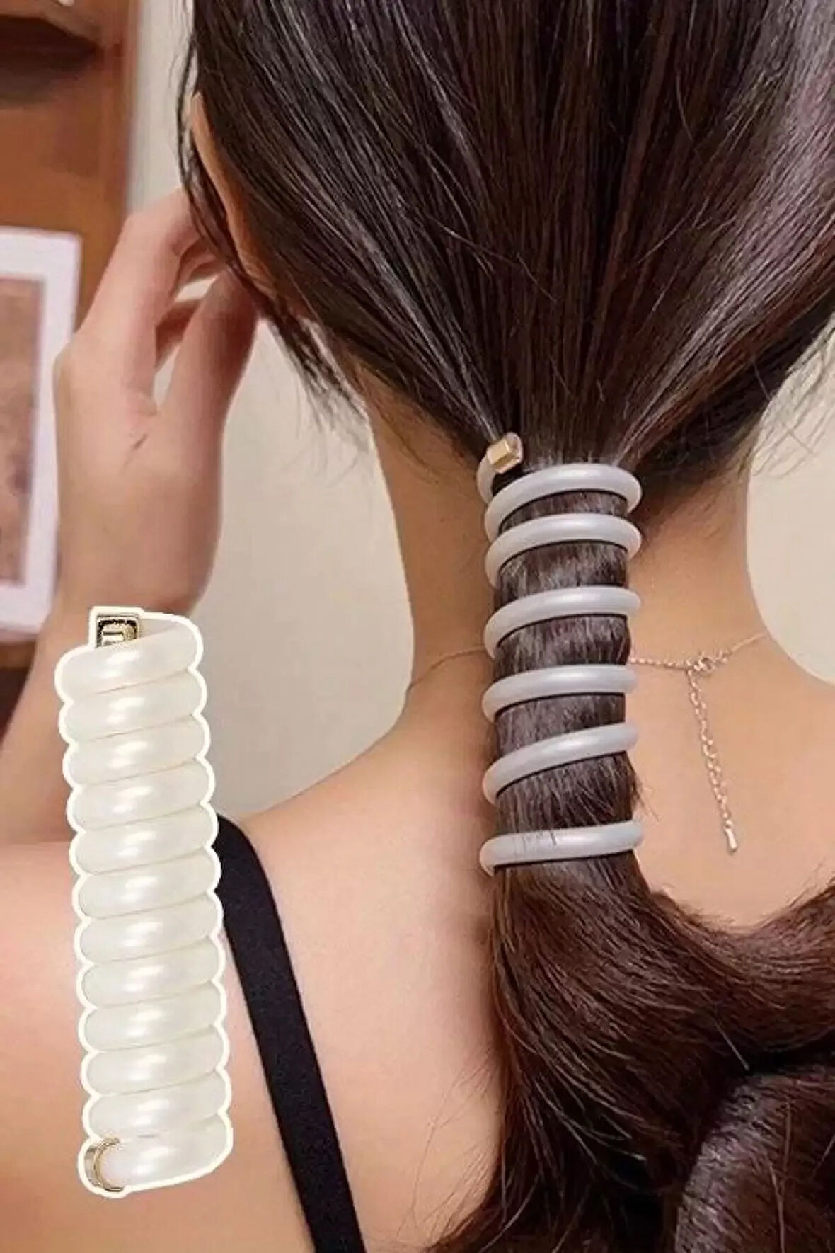 Caş Dekorasyon Beyaz Renk 2´li Yaylı Spiral Toka