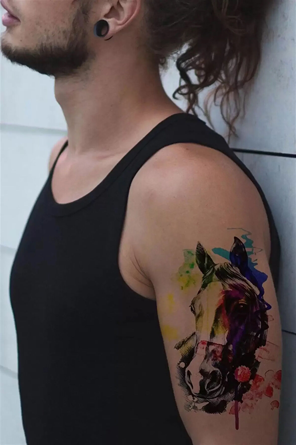 Caş Dekorasyon At Kafası Geçici Dövme Tattoo
