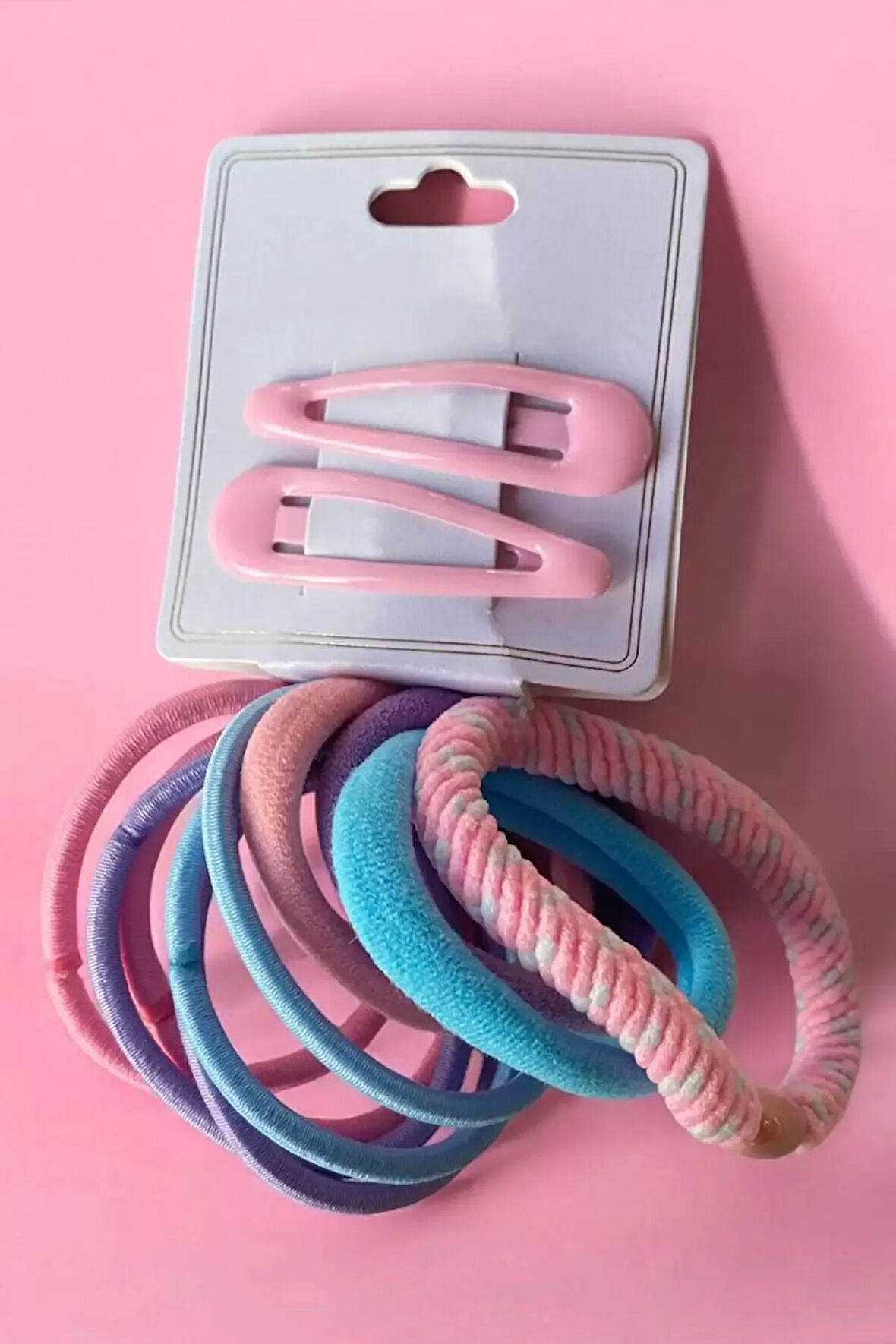 Caş Dekorasyon Karışık Renk Lastik Toka Ve Yan Toka Set
