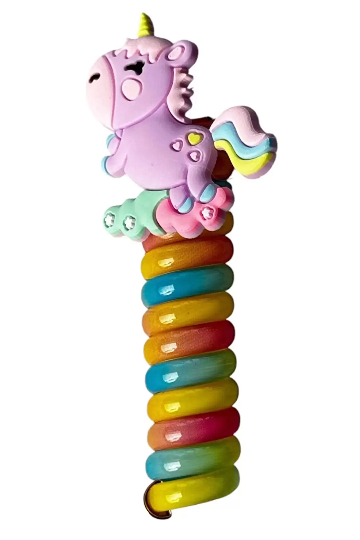 Caş Dekorasyon Mor Renk Unicorn Figürlü Yaylı Spiral Toka