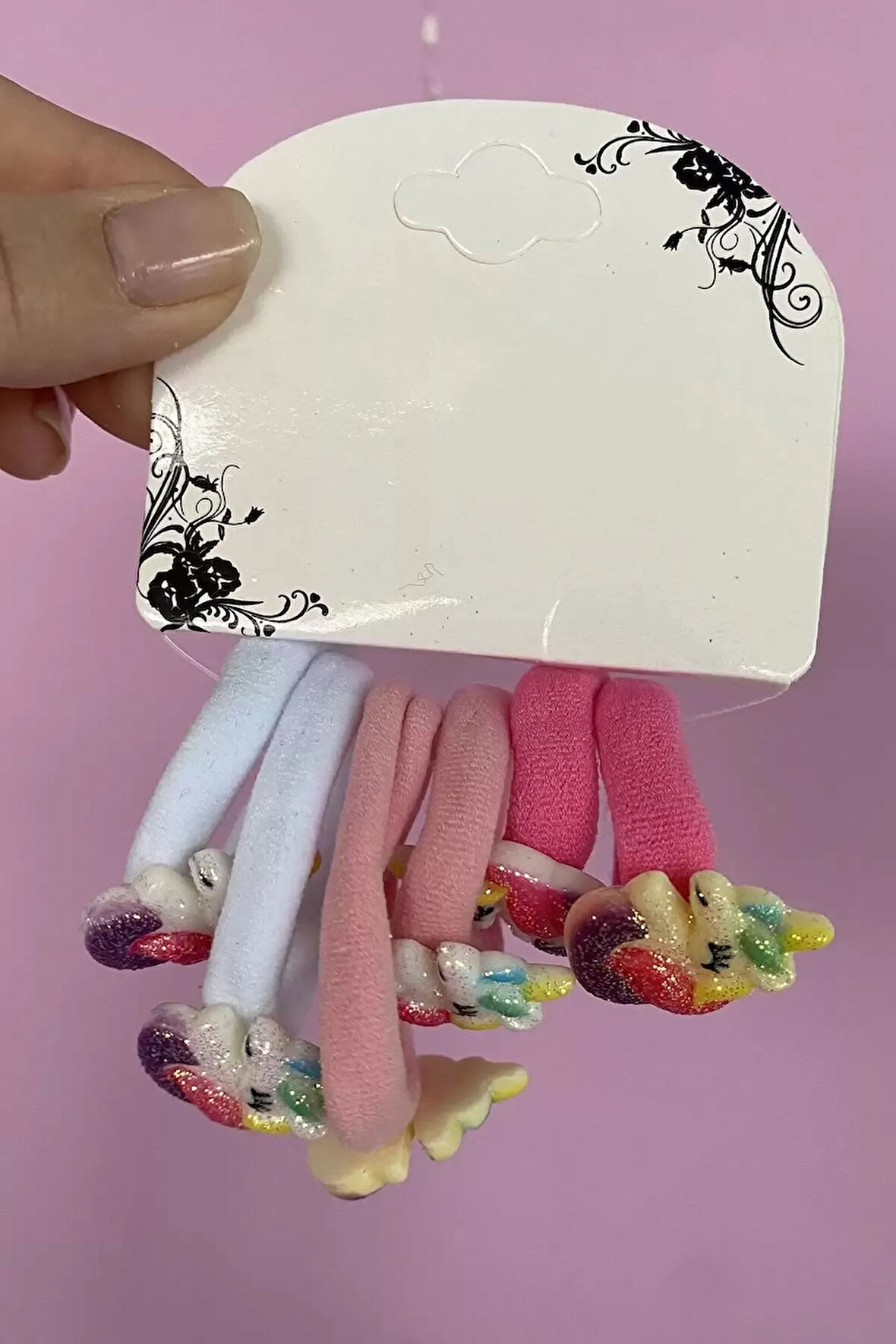 Caş Dekorasyon 6'lı Karışık Renk Unicorn Figürlü Lastik Toka Set