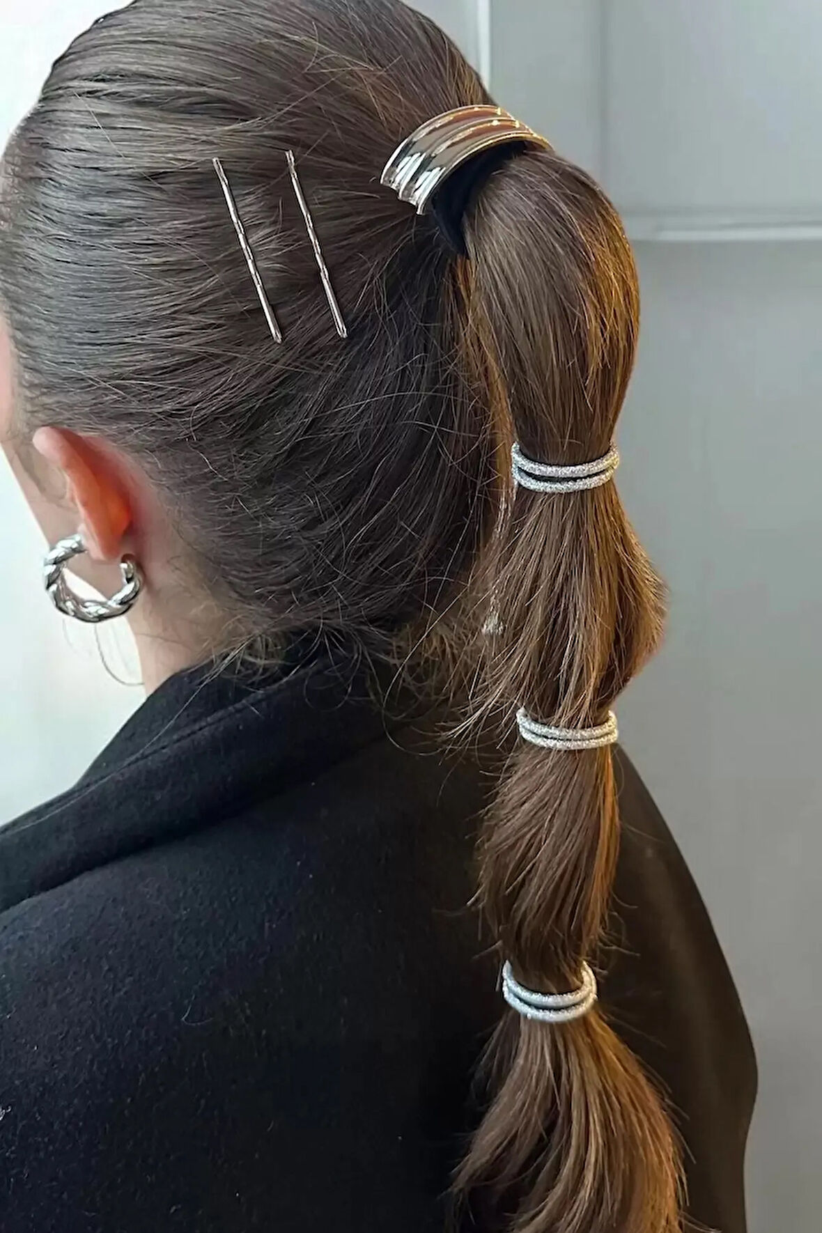 Caş Dekorasyon Gümüş Renk Metal Lastik Toka Ve Tel Toka Set