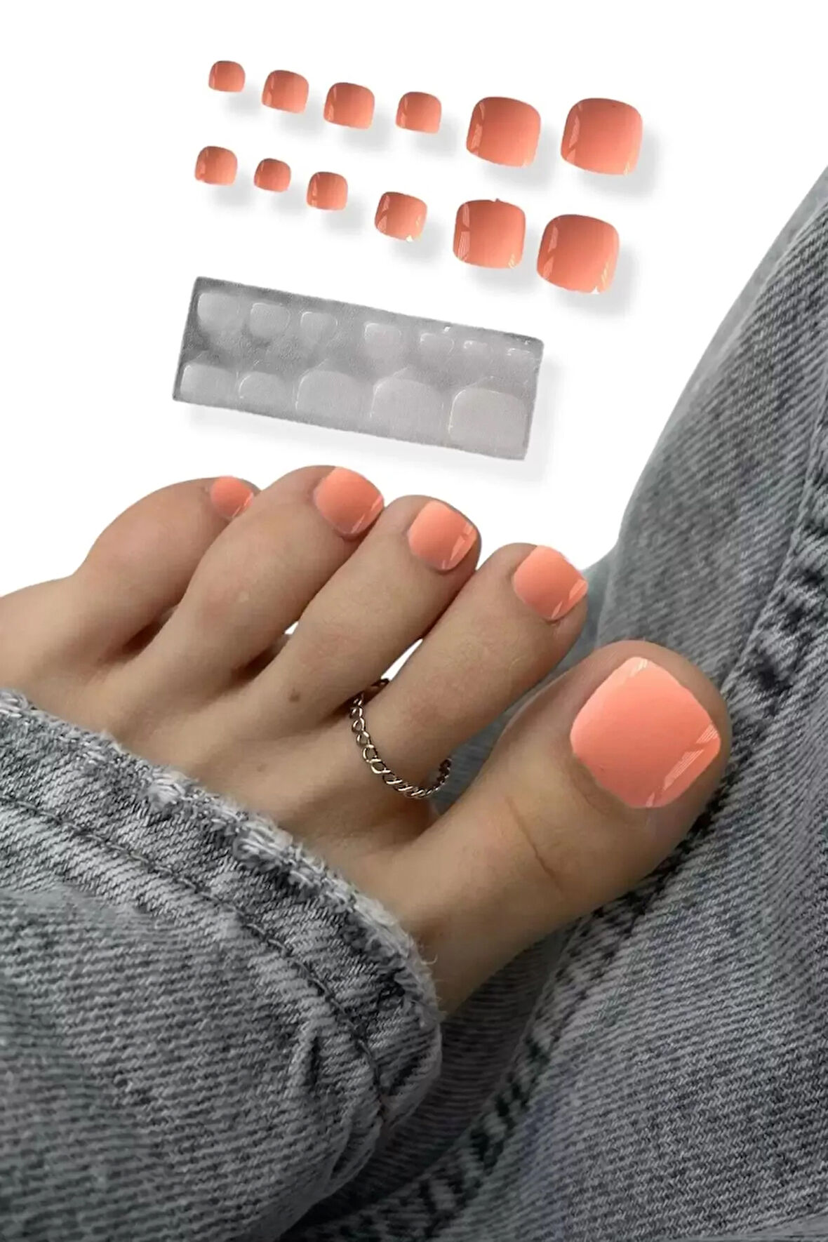 Caş Dekorasyon 12'li Pembe Renk Ayak Takma Tırnak Set