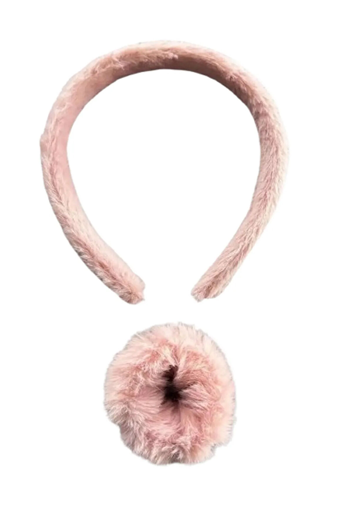 Caş Dekorasyon Pembe Renk Peluş Taç Ve Simit Toka Set